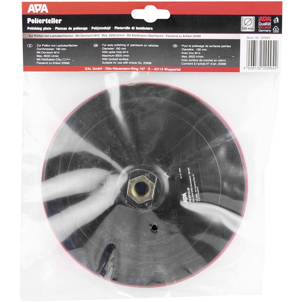APA Poliermaschine APA Polierteller Ø 180mm 20994 Zubehörsatz 18 mm