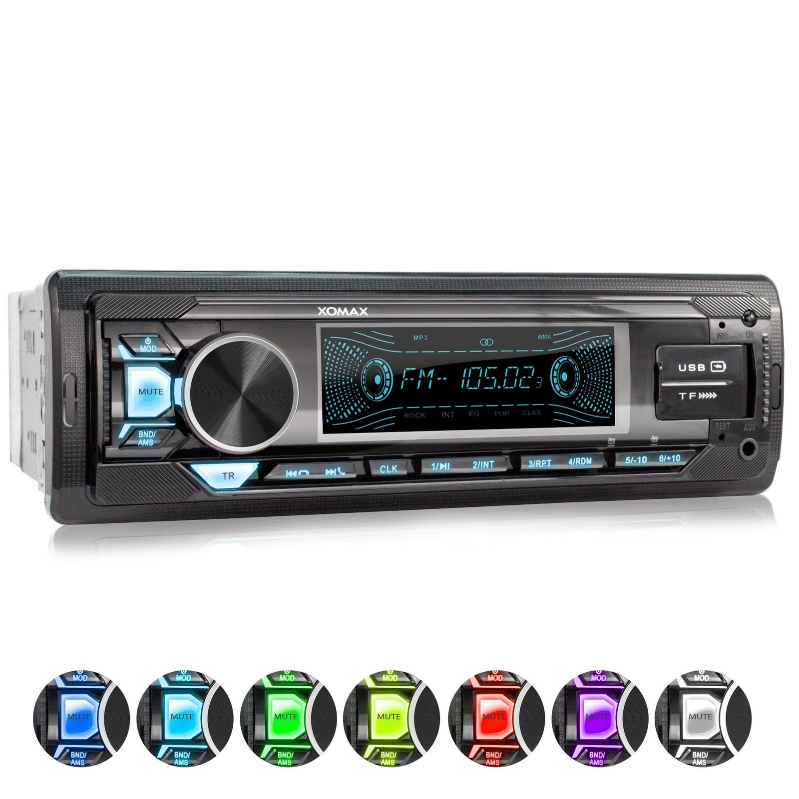 XOMAX XM-R281 Autoradio mit Bluetooth, USB mit Ladefunktion, SD, AUX, 1 DIN Autoradio