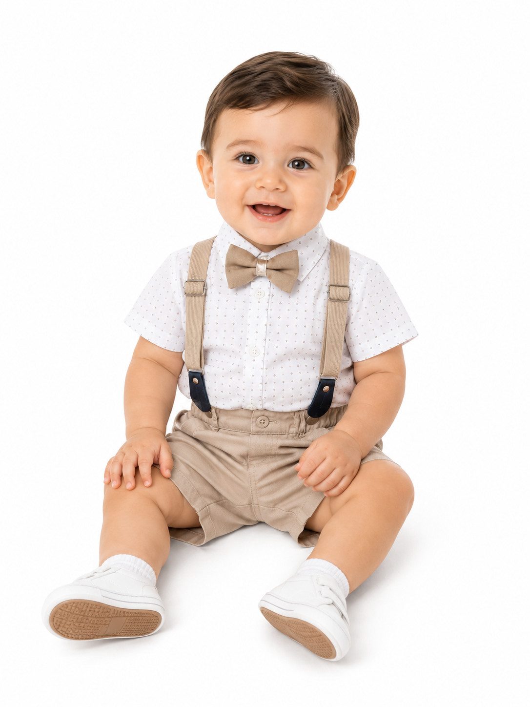 Lorey Medtec Anzug 4-teilig Jungen Outfit, Set: Hemd, Shorts, Fliege, Hosenträger, 100 % Baumwolle (Hemd + Shorts + Fliege + Hosenträger)