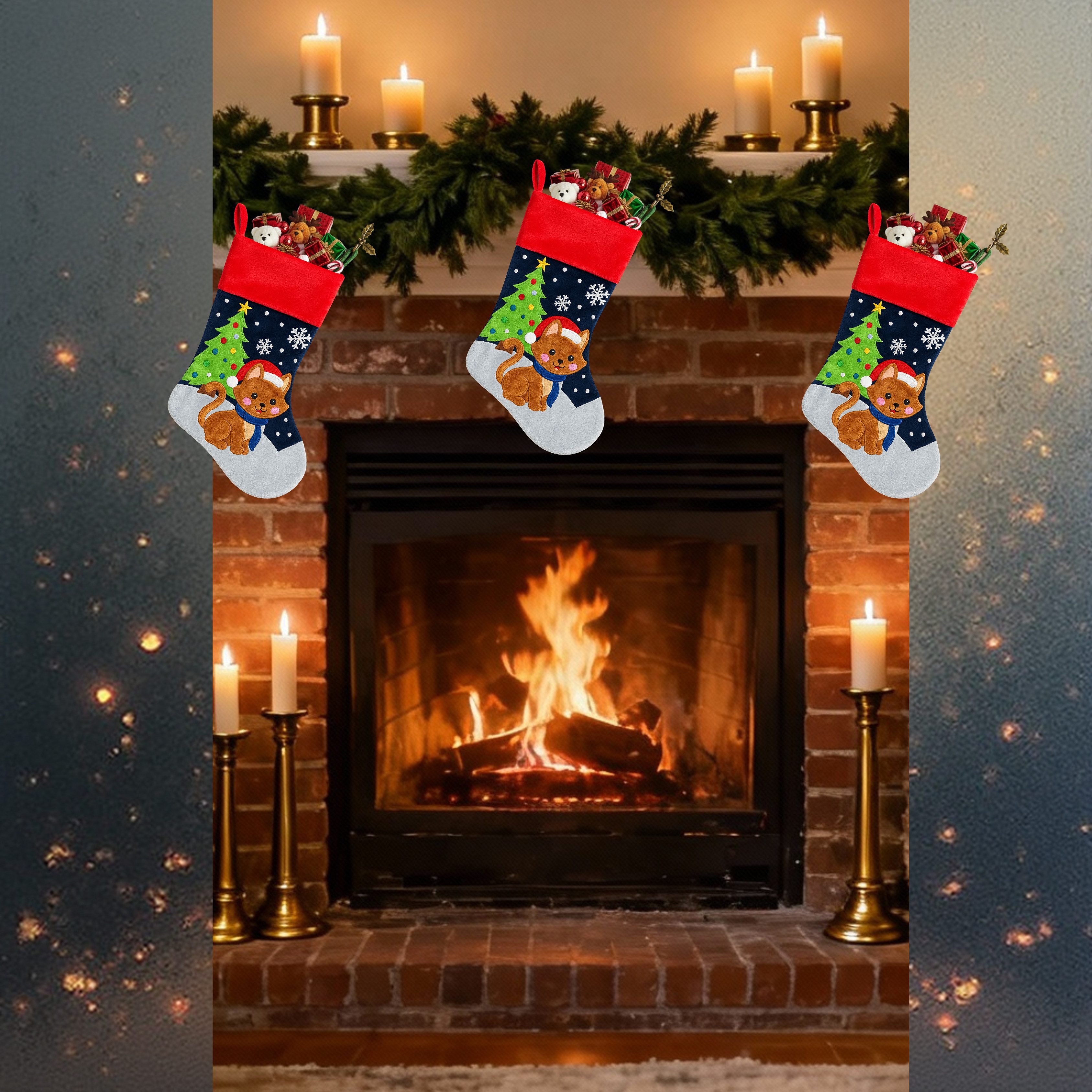 MaajeeKuto Dekohänger Handgestrickter Nikolausstrumpf 50cm Weihnachtsstrumpf + Gratis Magnet