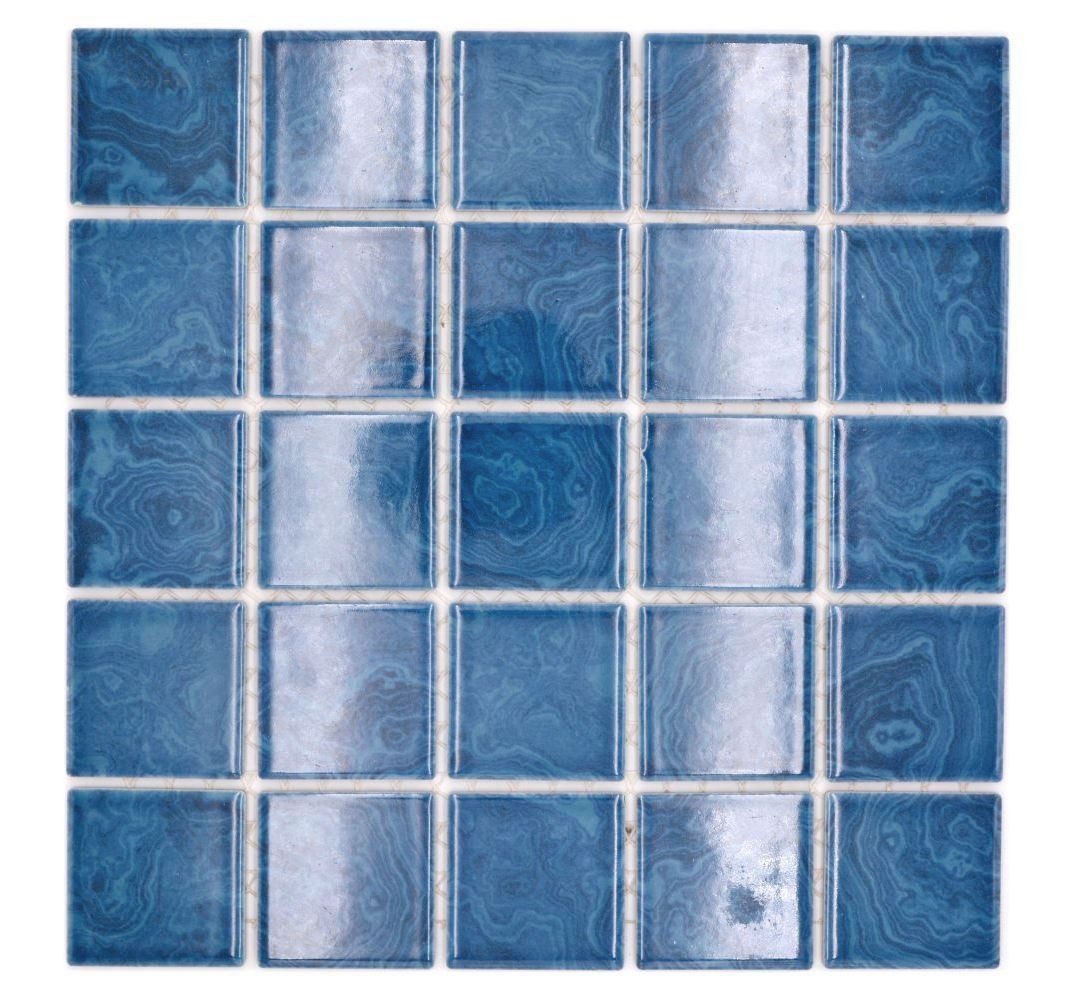 Mosani Mosaikfliesen Keramik Mosaikfliese blau eisblau Schlieren