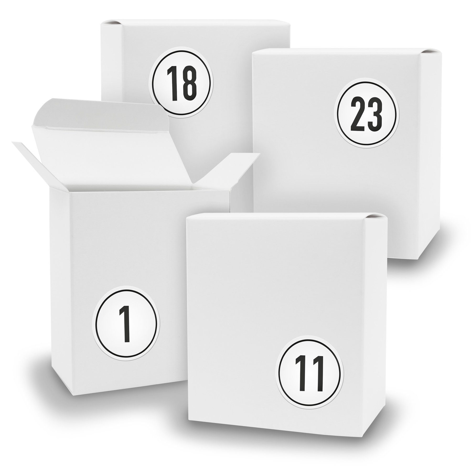 Z09 itenga V07 Sticker zum + Adventskalender Adventskalender Quader 24x Füllen befüllbarer WEISS