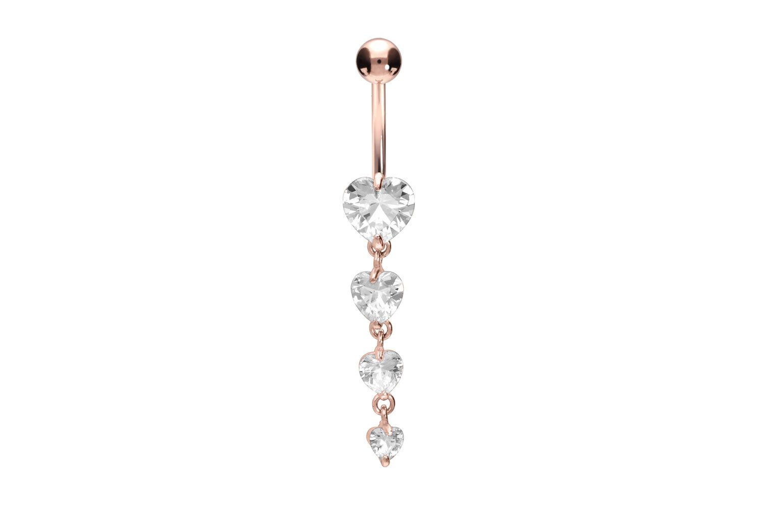 PIERCINGLINE Bauchnabelpiercing Chirurgenstahl Bananabell 4 KRISTALLHERZEN (Bananabells, 1-tlg)