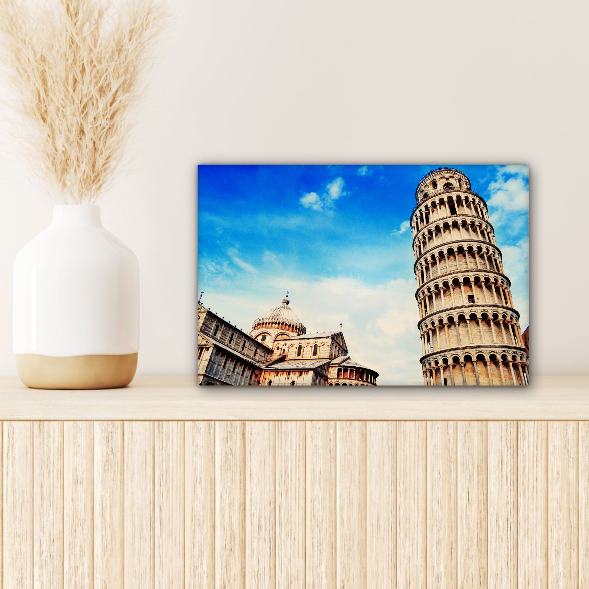 Italien Wandbild Wanddeko, - Aufhängefertig, (1 St), Pisa Leinwandbilder, Turm Leinwandbild cm Europa, 30x20 - von OneMillionCanvasses®