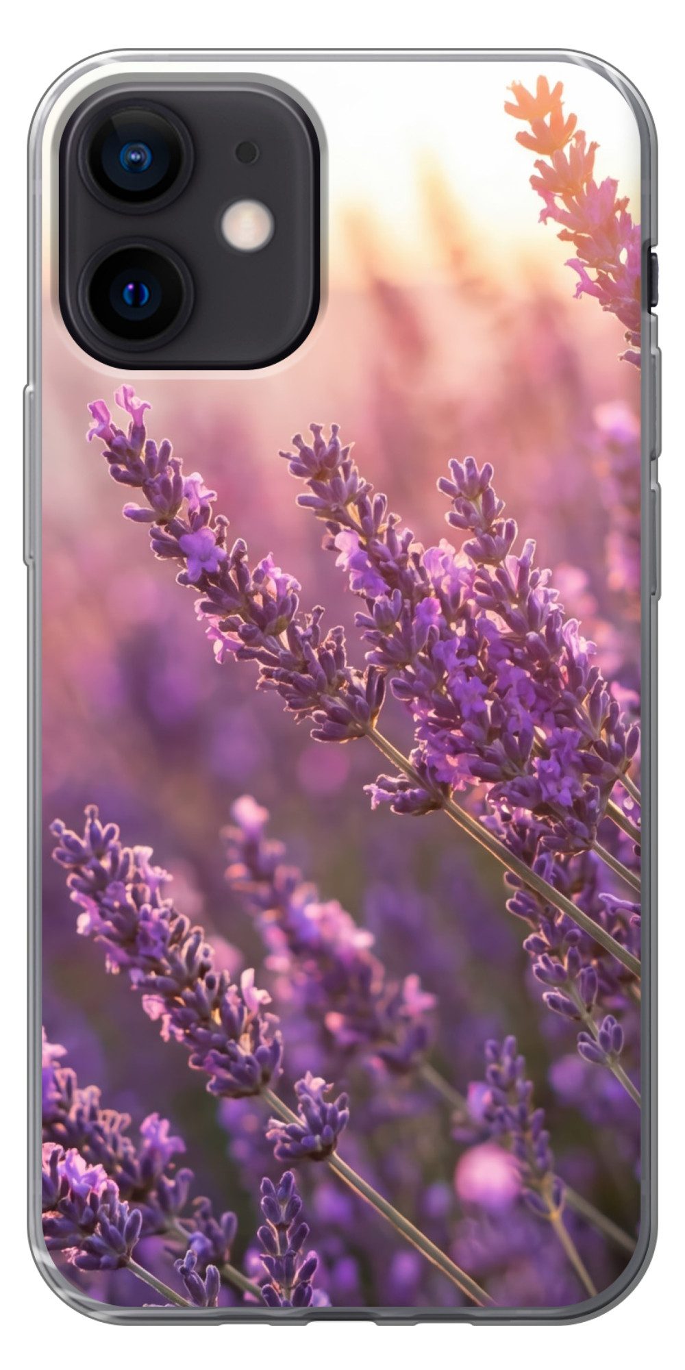 MuchoWow Handyhülle für Apple iPhone 12 Lavendel - Lila - Sonnenlicht, Smartphone-Bumper, Print, Handy Schutzhülle Dünn