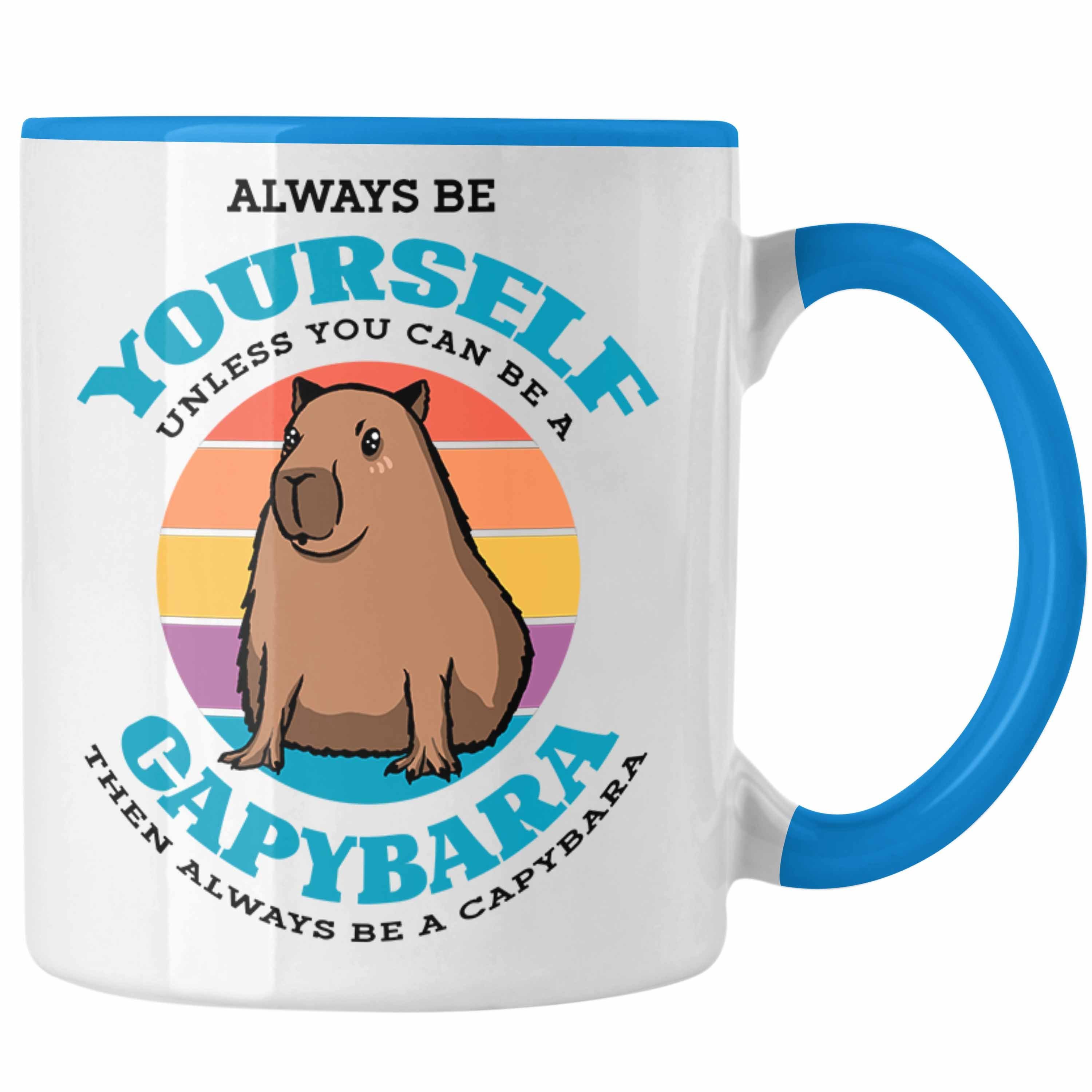 Trendation Tasse Tasse Capybara-Spruch Geschenk für Capybara Liebhaber Geschenkidee Blau