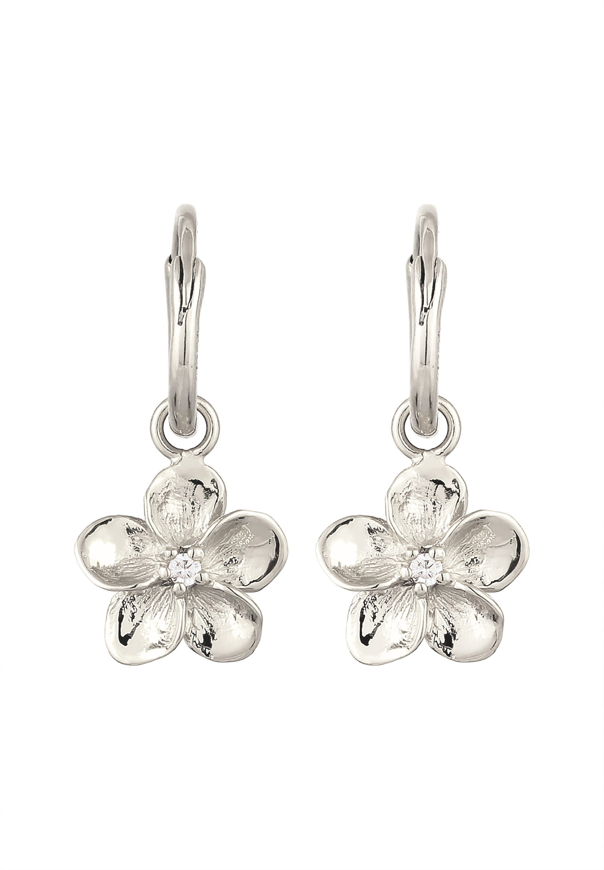 Elli Paar Creolen Creolen Frangipani Blume mit Zirkonia Weiß 925 Sterling S günstig online kaufen