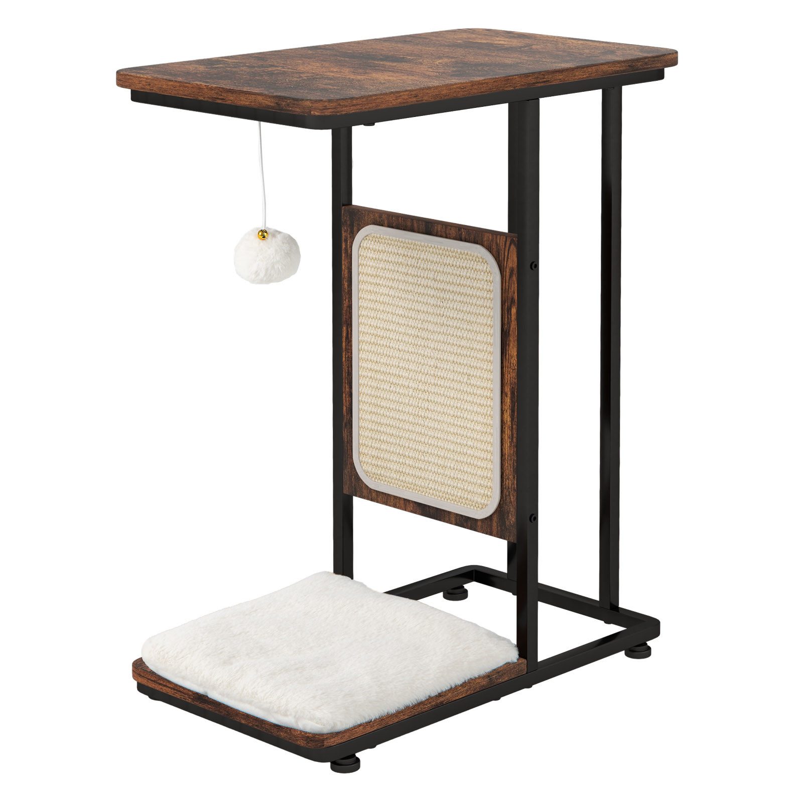 COSTWAY Kratzmatte, (1-tlg), Beistelltisch mit Kratzbrett, 4 in 1 Katzenmöbel