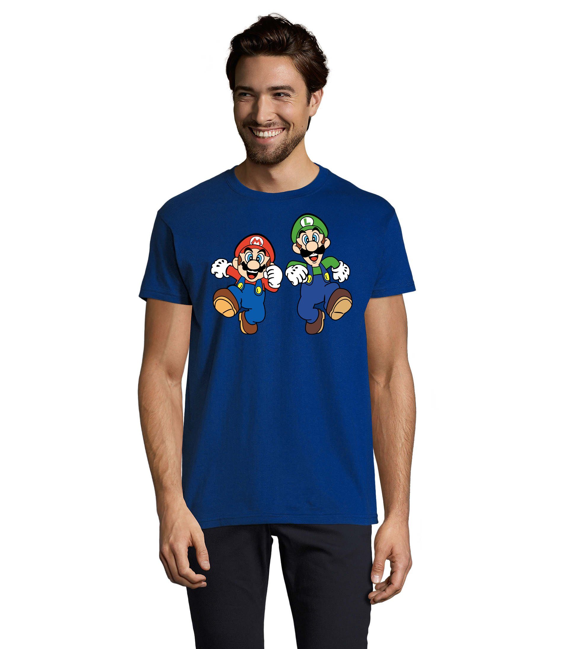 Blondie & Brownie T-Shirt & Mario Nintendo Luigi Royalblau Konsole Herren Peach