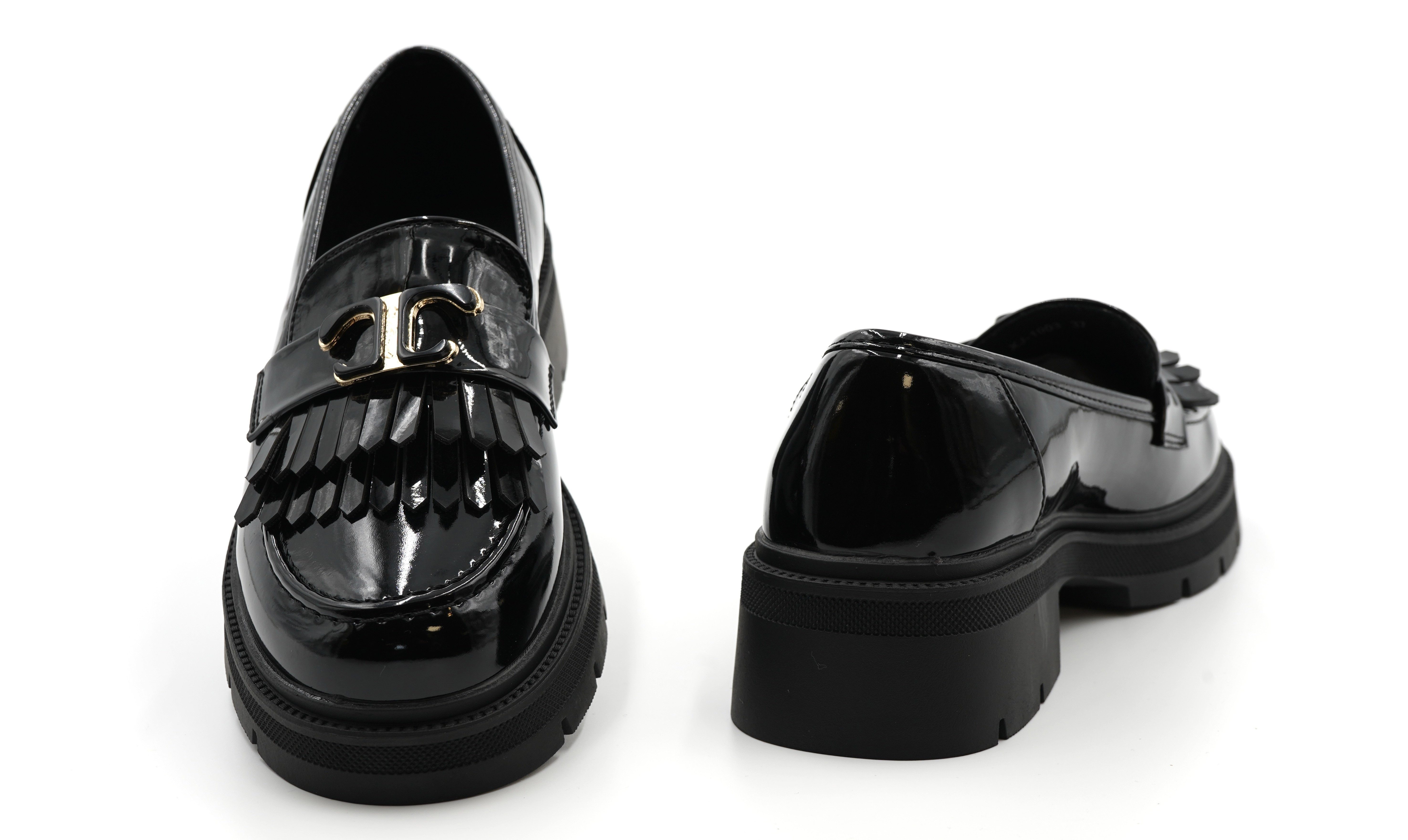 Sonderpostendiscount Damenschuhe Modell XJ-1003 Black Lack Loafer