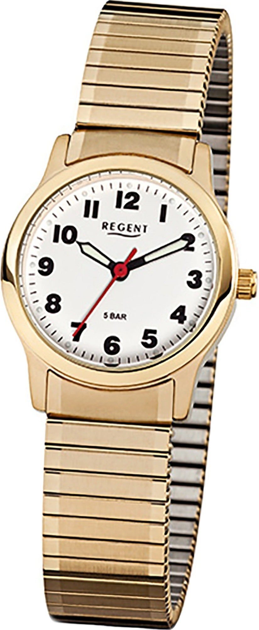 Uhr goldarmband, Stahl mit rundes Quarzuhr, Regent Gehäuse, Edelstahl, F-896 Damenuhr Damen kl Quarzuhr Regent ionenplattiert