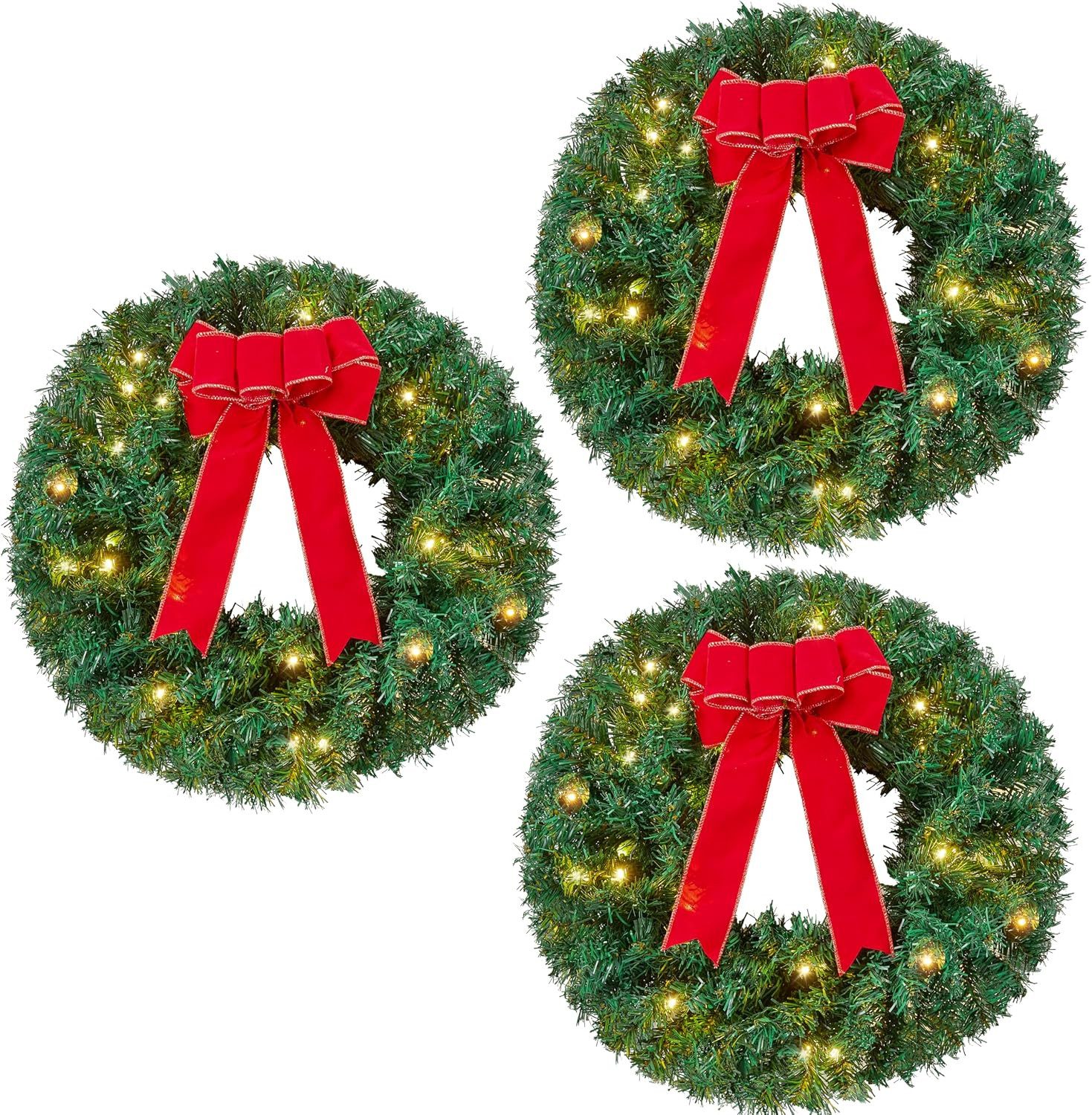Joiedomi Dekokranz Joiedomi 19-Zoll-Weihnachtskranz mit LED-Lichtern, 3-teiliger Kranz