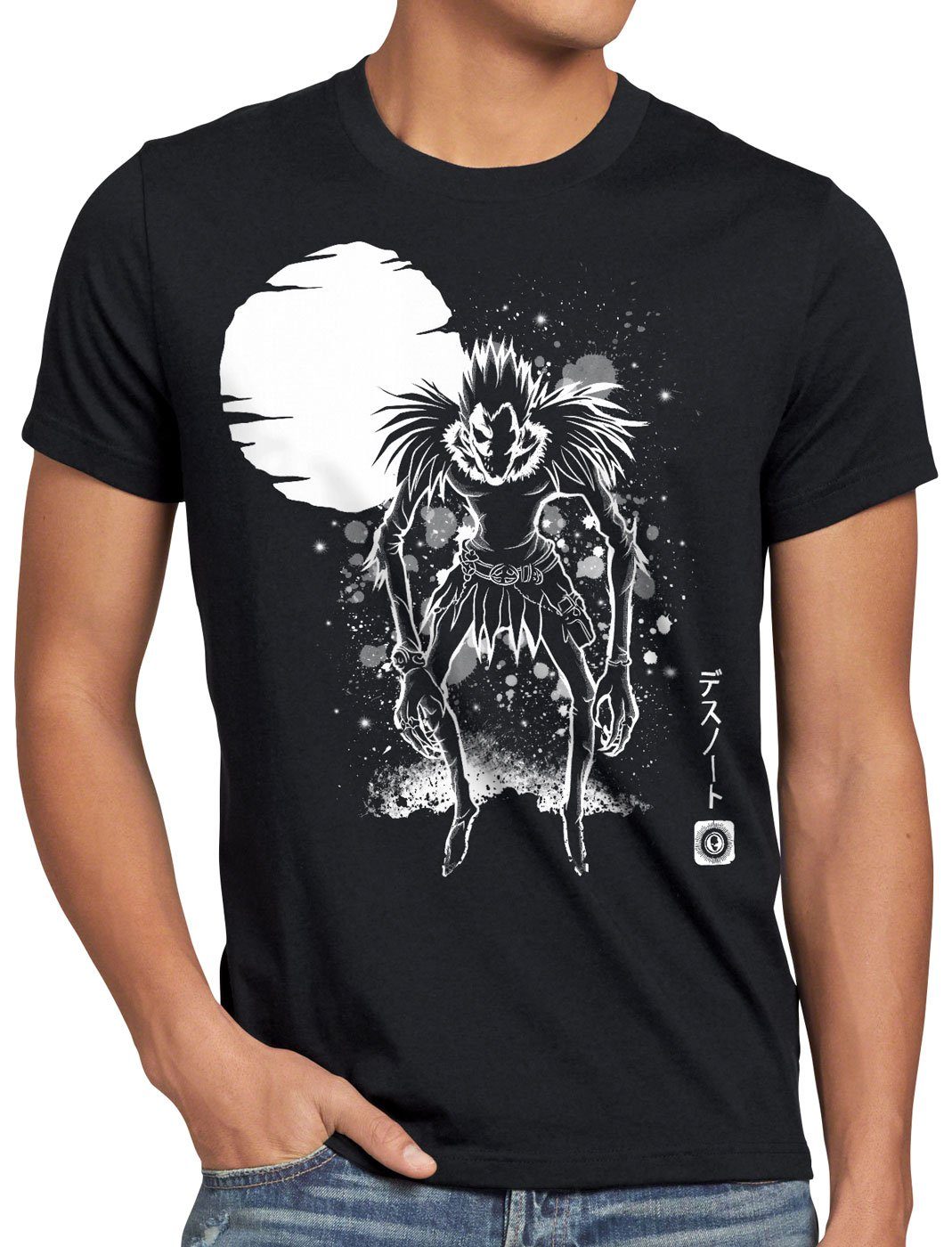 style3 Print-Shirt Herren T-Shirt Shinigami Vollmond death manga anime note