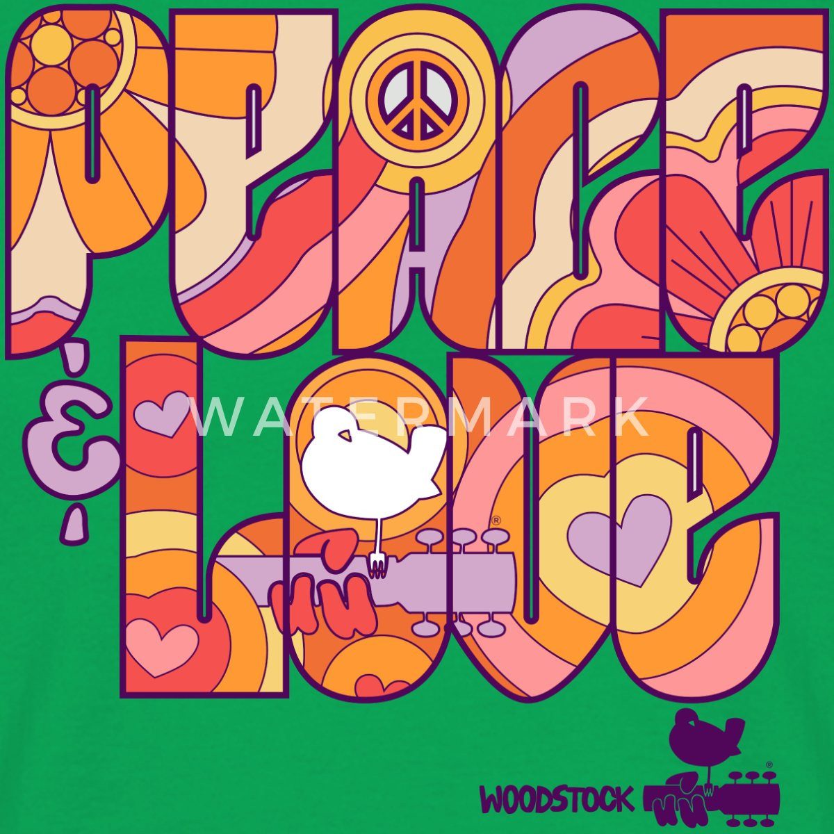 Spreadshirt T-Shirt Woodstock Peace Love Hippie günstig online kaufen