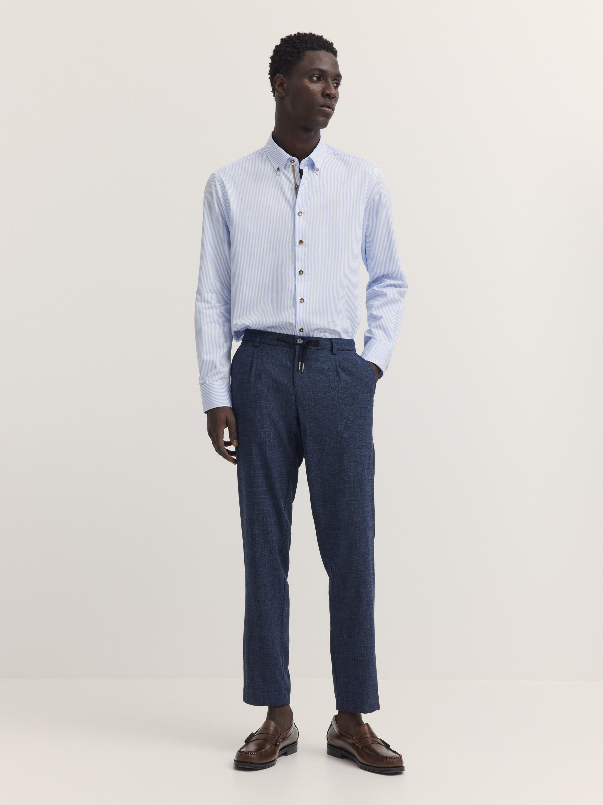 bugatti Businesshemd Easy-Care gestreift mit Satin-Optik