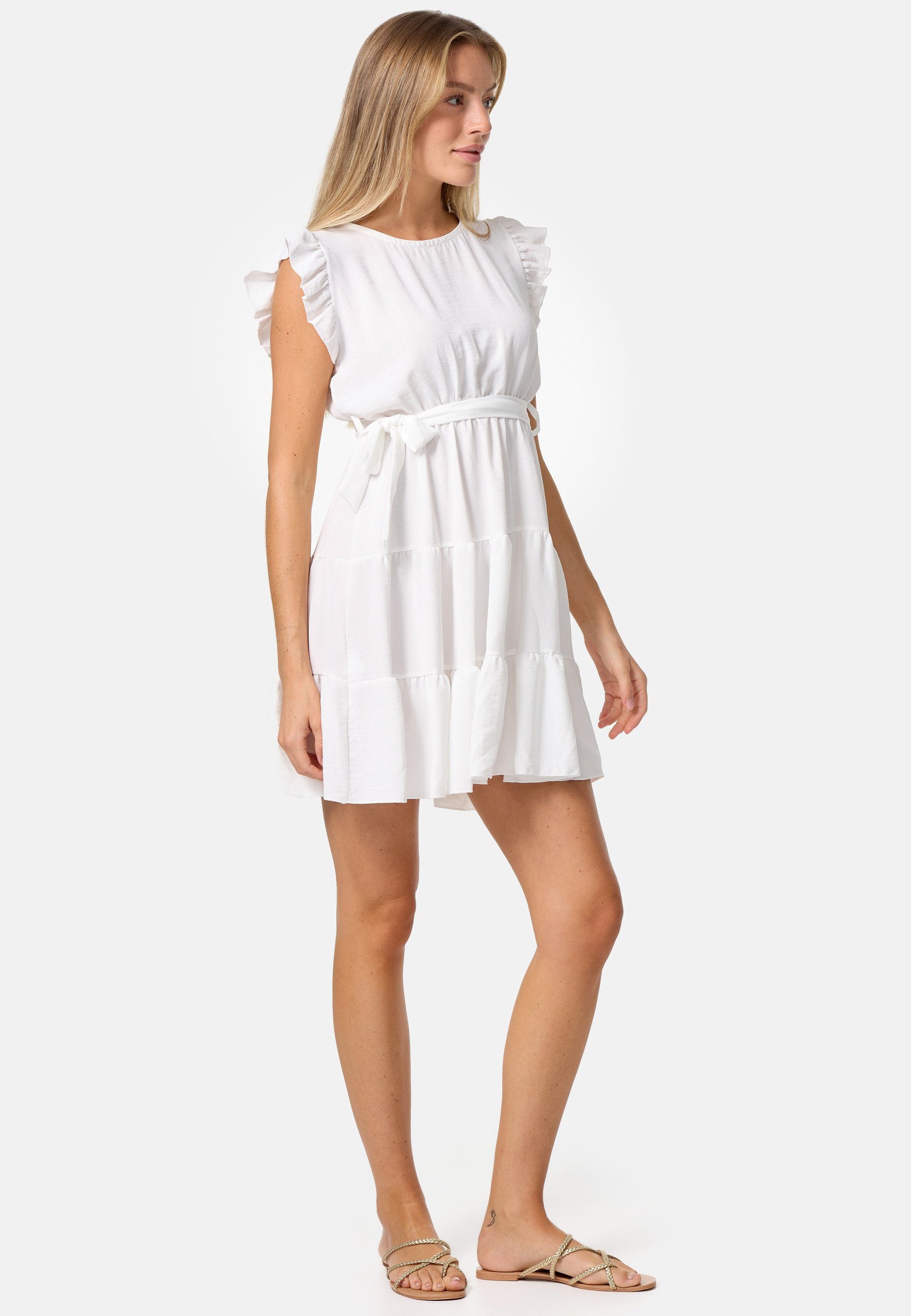 Rayshyne Minikleid PM-27 (Sommerkleid Midi Kleid mit Rüschen in Einheitsgröße)