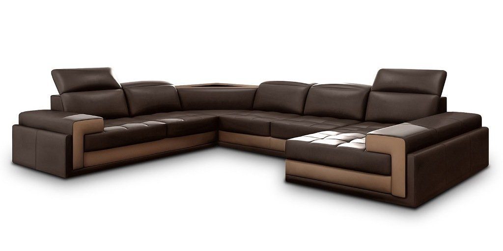 XXL Couch U Sofa Big Sitz JVmoebel Wohnlandschaft FlawilS Form Ecksofa, Ledersofa