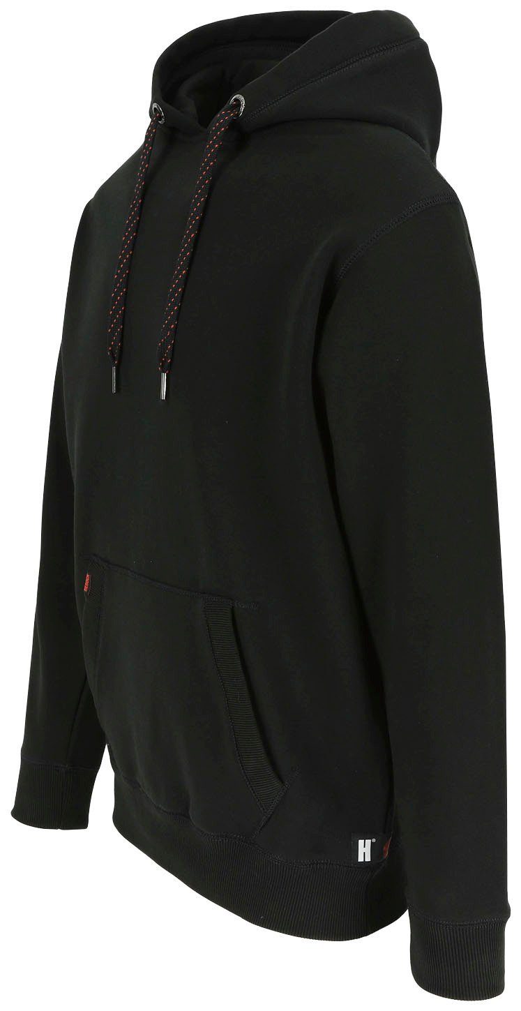 Sweater & Bequem, Kapuzenpullover Kapuze, mit Rippstrickbündchen Kängurutasche Hesus Bund, mit 1 Kapuze schwarz Herock