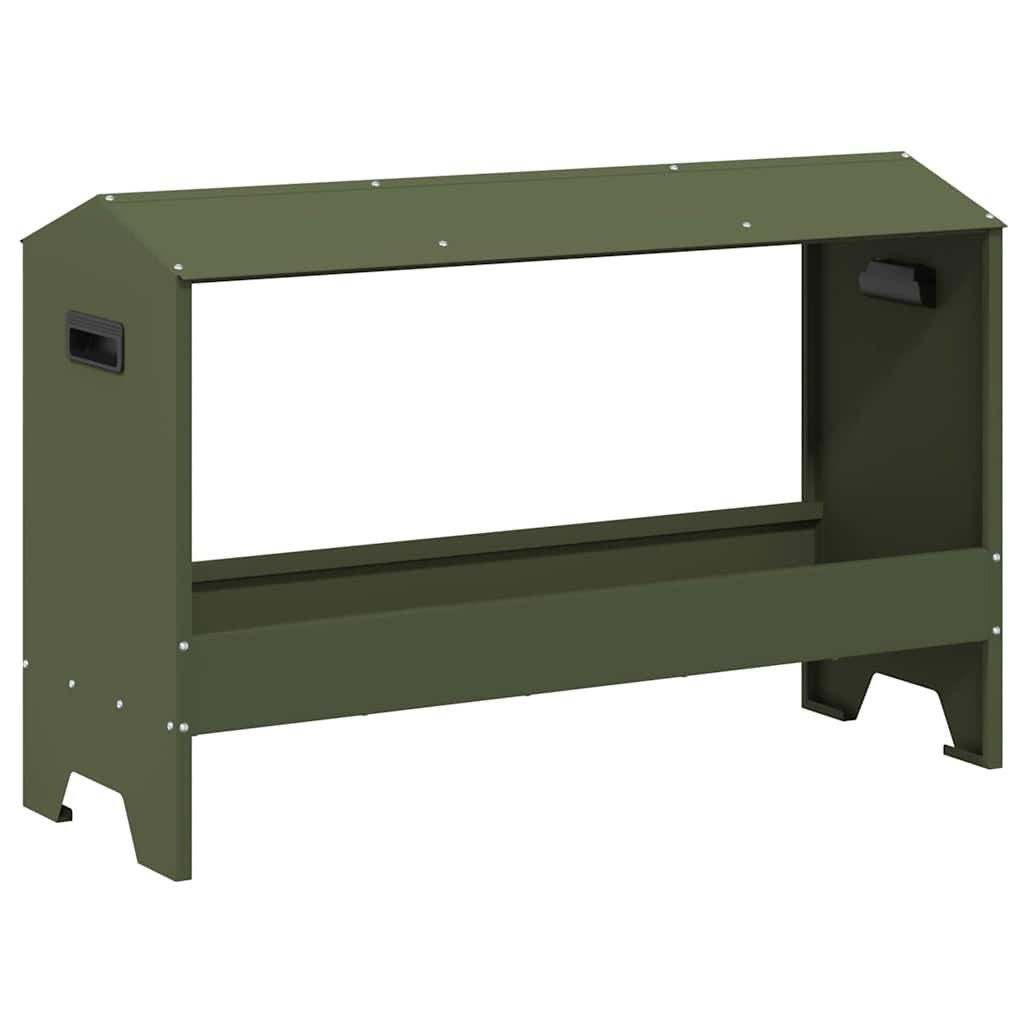 vidaXL Futterspender Hühnerfütterungsrinne Olive Grün 81 x 32 x 53,5 cm