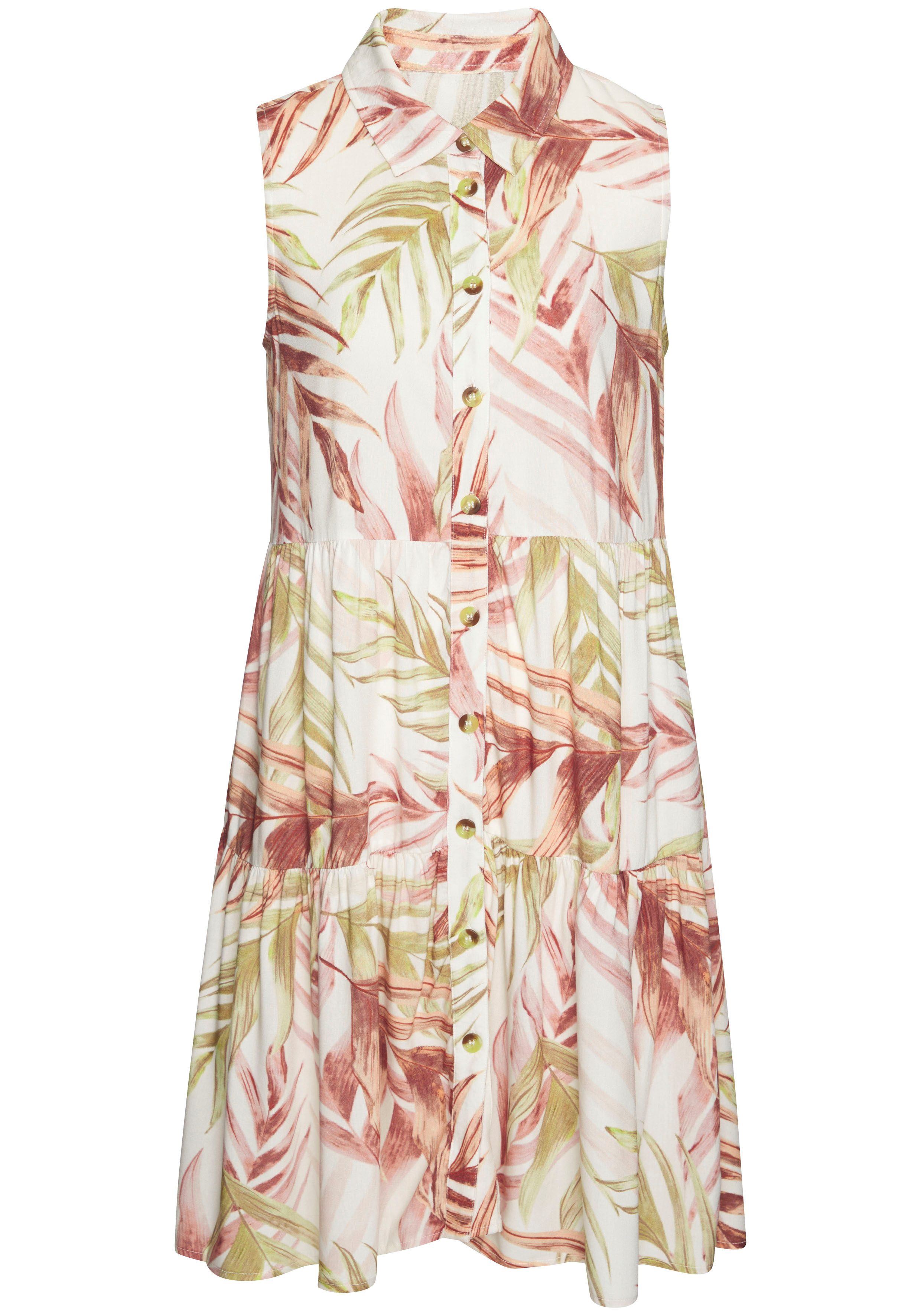 LASCANA Hemdblusenkleid mit Alloverprint und Volants ärmelloses Sommerkleid, Strandkleid, Webkleid, Tunikakleid – Bild 2 von 5