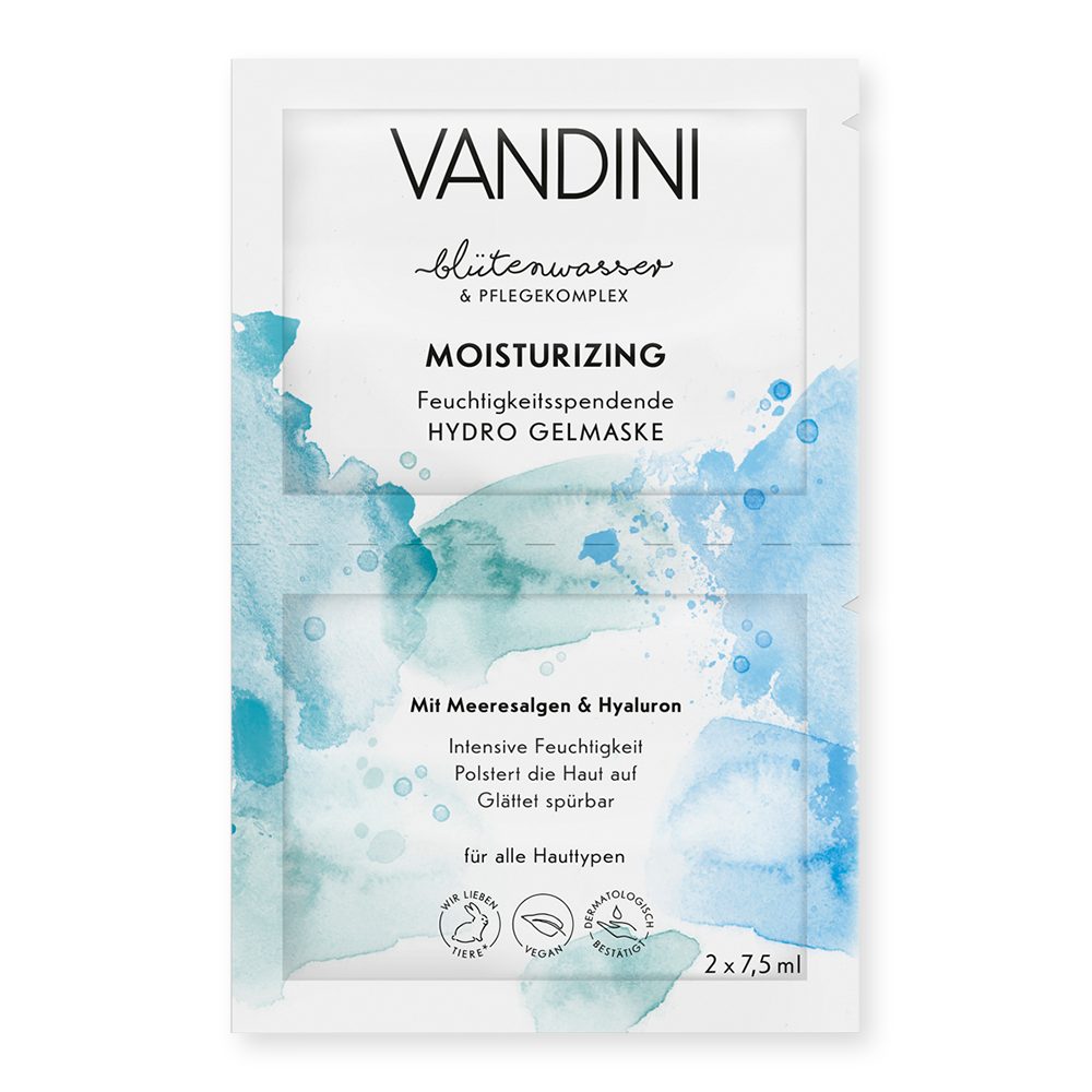 VANDINI Gesichtsmaske 2er Pack feuchtigkeitsspendende Maske mit Hyaluron, Feuchtigkeitsmaske, 1-tlg.