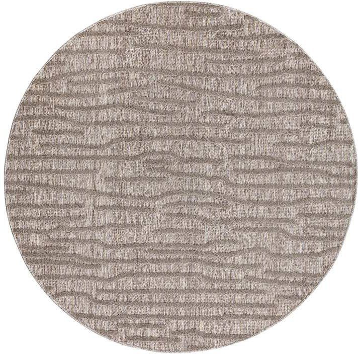 Carpet City Teppich In-& Outdoorteppich Santorini 450, 3D-Effekt, Gestreift, rund, Höhe: 5 mm, Wetterfest & UV-beständig für Terrasse, Balkon, Küche, Flur