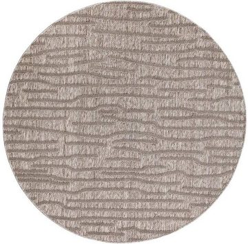 Teppich In-& Outdoorteppich Santorini 450, 3D-Effekt, Gestreift, Carpet City, rund, Höhe: 5 mm, Wetterfest & UV-beständig für Terrasse, Balkon, Küche, Flur