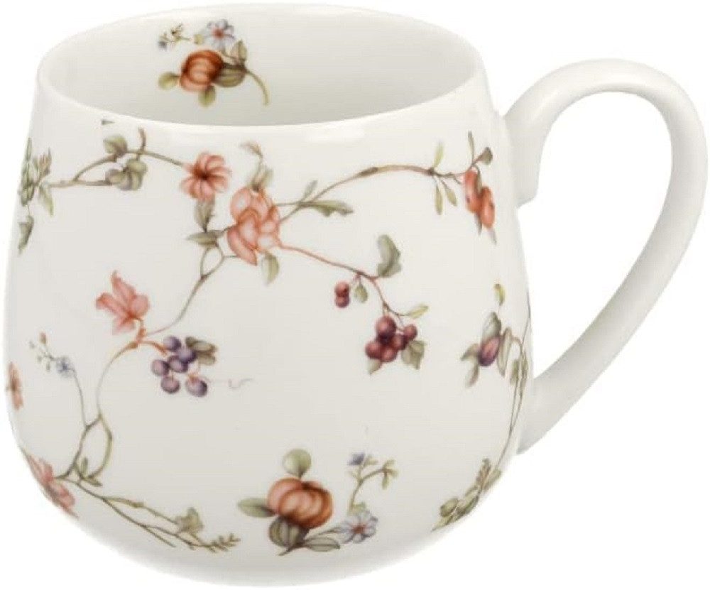 DUO Porcelain Collection Becher Duo Porzellan Tasse, Fass, Mug, Barrel, Fassbecher Motiv, 1-tlg., Porzellan SAFA, Blumen Klassiker Kollektion, Tee-Kaffeetasse Geschenke / Sommer, Frühling, Herbst, Winter