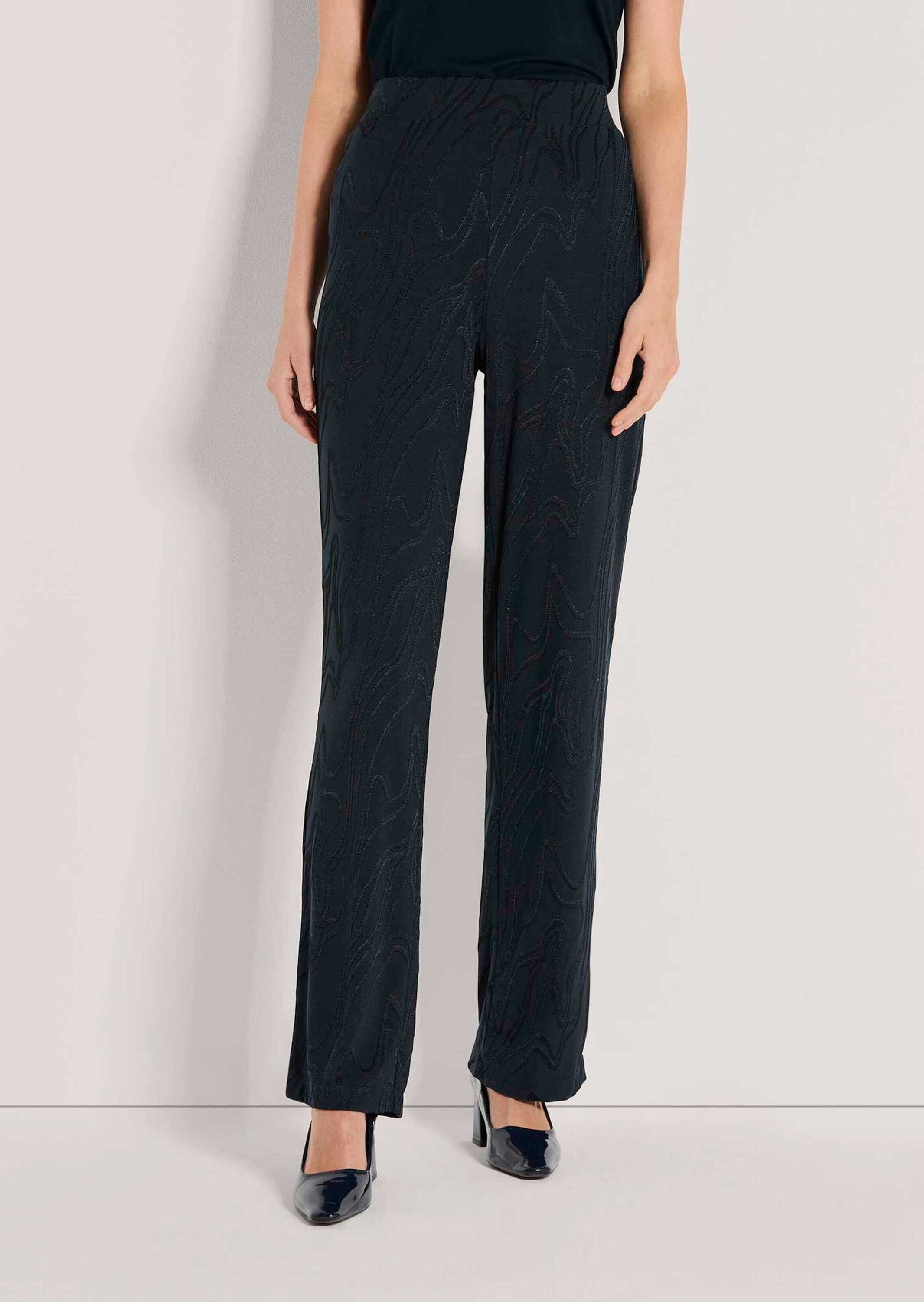 MADELEINE Jerseyhose Businesshose mit elastischem Bund Stilvolle Jerseyhose mit Animal-Jacquard, weites Bein