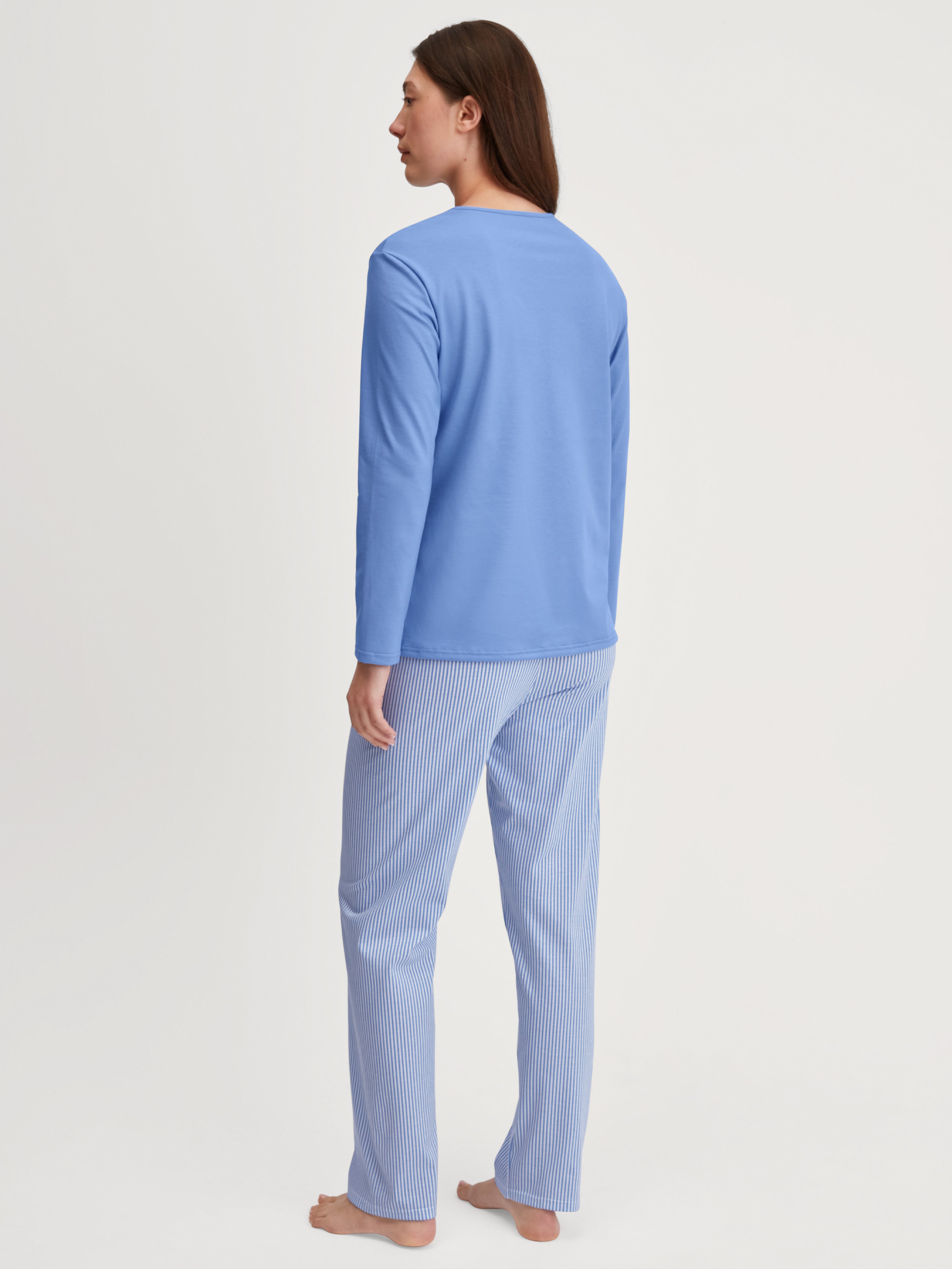 CALIDA Schlafanzug Lovely Nights (2 tlg) Oberteil uni, Hose gestreift, Rund günstig online kaufen