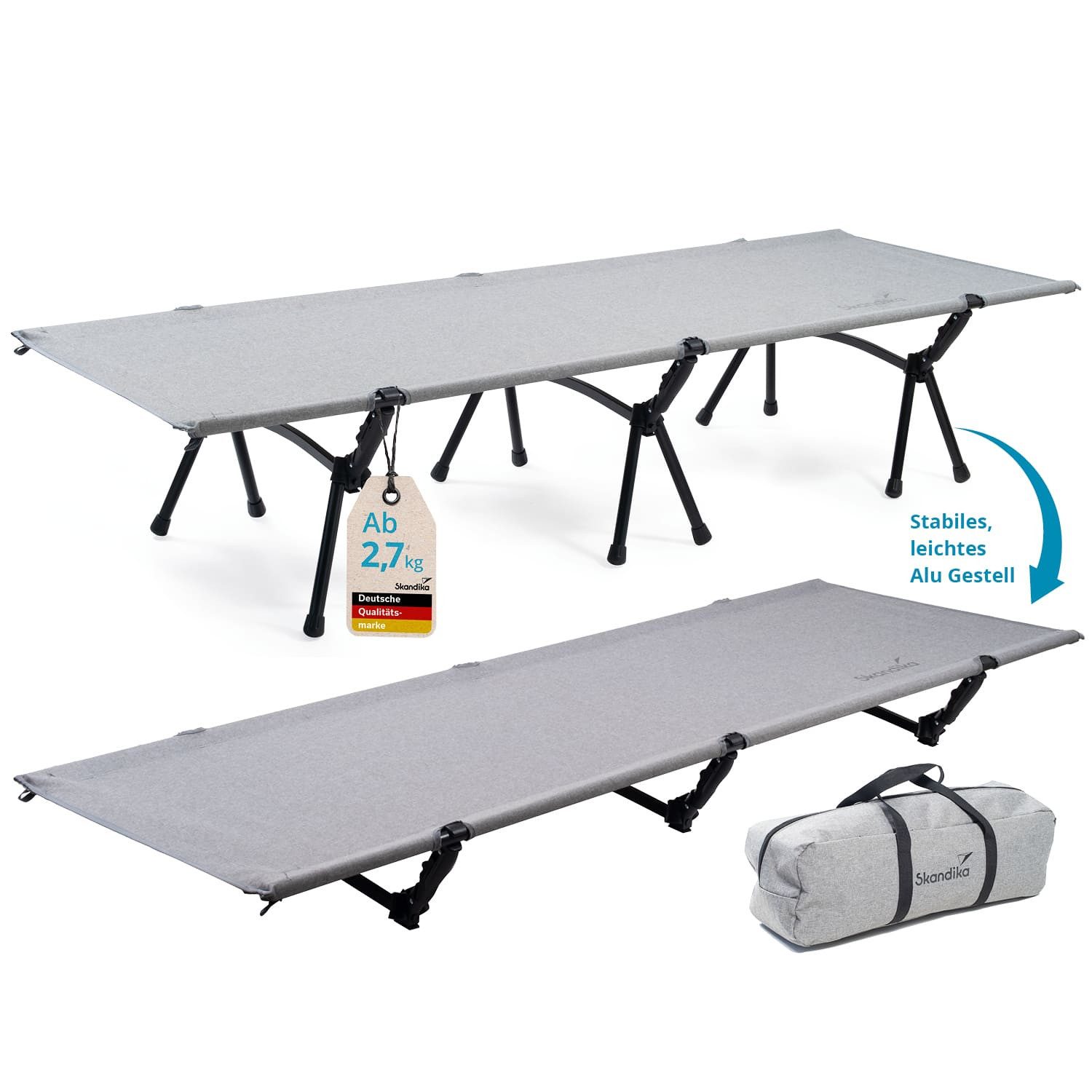 Skandika Campingliege Campingliege Svalig abnehmbare Füße, verstellbare Höhe, 150 kg belastbar
