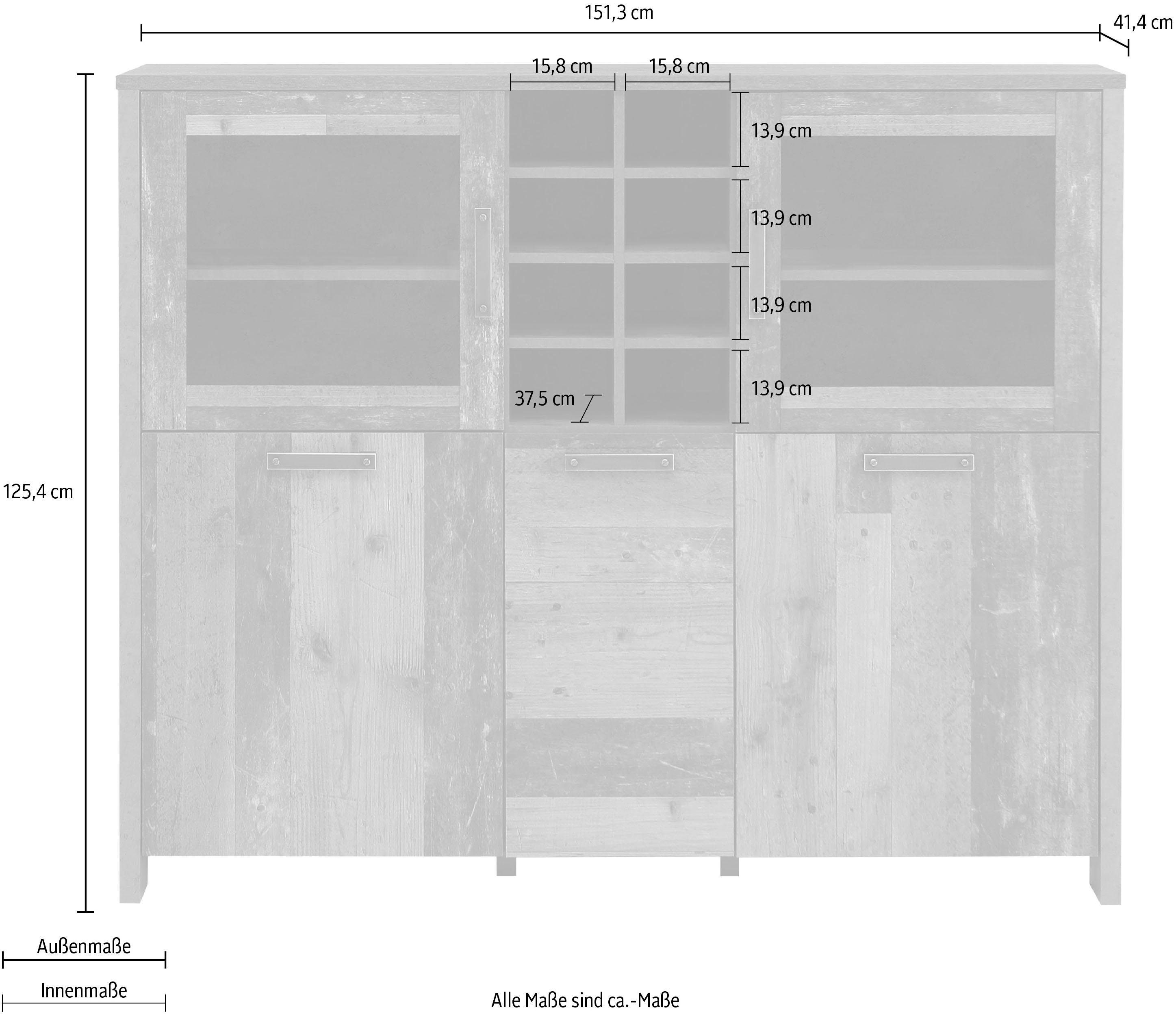 FORTE Highboard Clif, Breite 151 cm