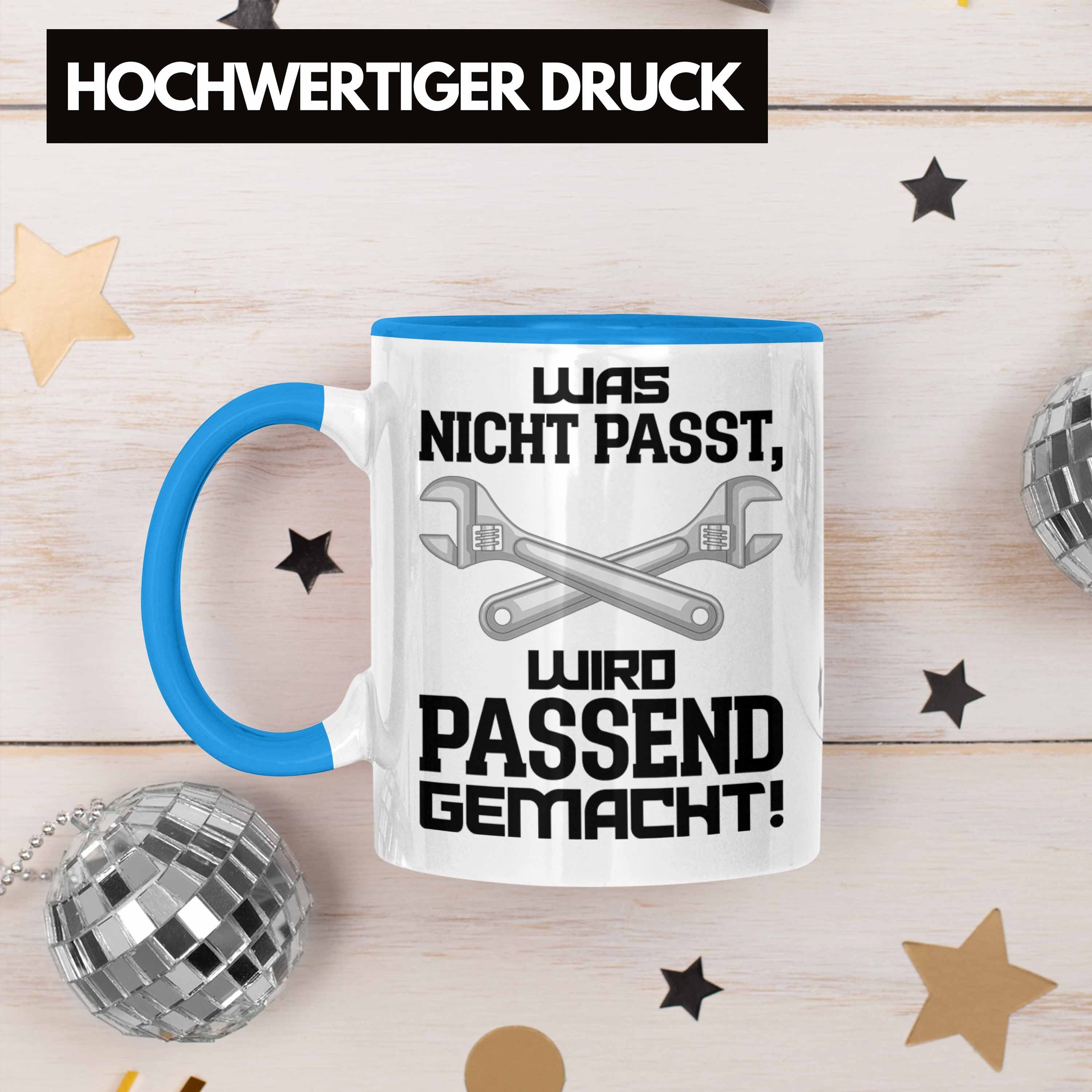 Tasse Geschenke Handwerk Trendation KFZ Handwerker Spruch Mechaniker mit Tasse Blau Mechatroniker Trendation Kaffeebecher - für