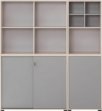 Schildmeyer Büro-Set Serie 400, (5-St), bestehend aus 2 Regalen, 2 Schränken, 1 Regalkreuz
