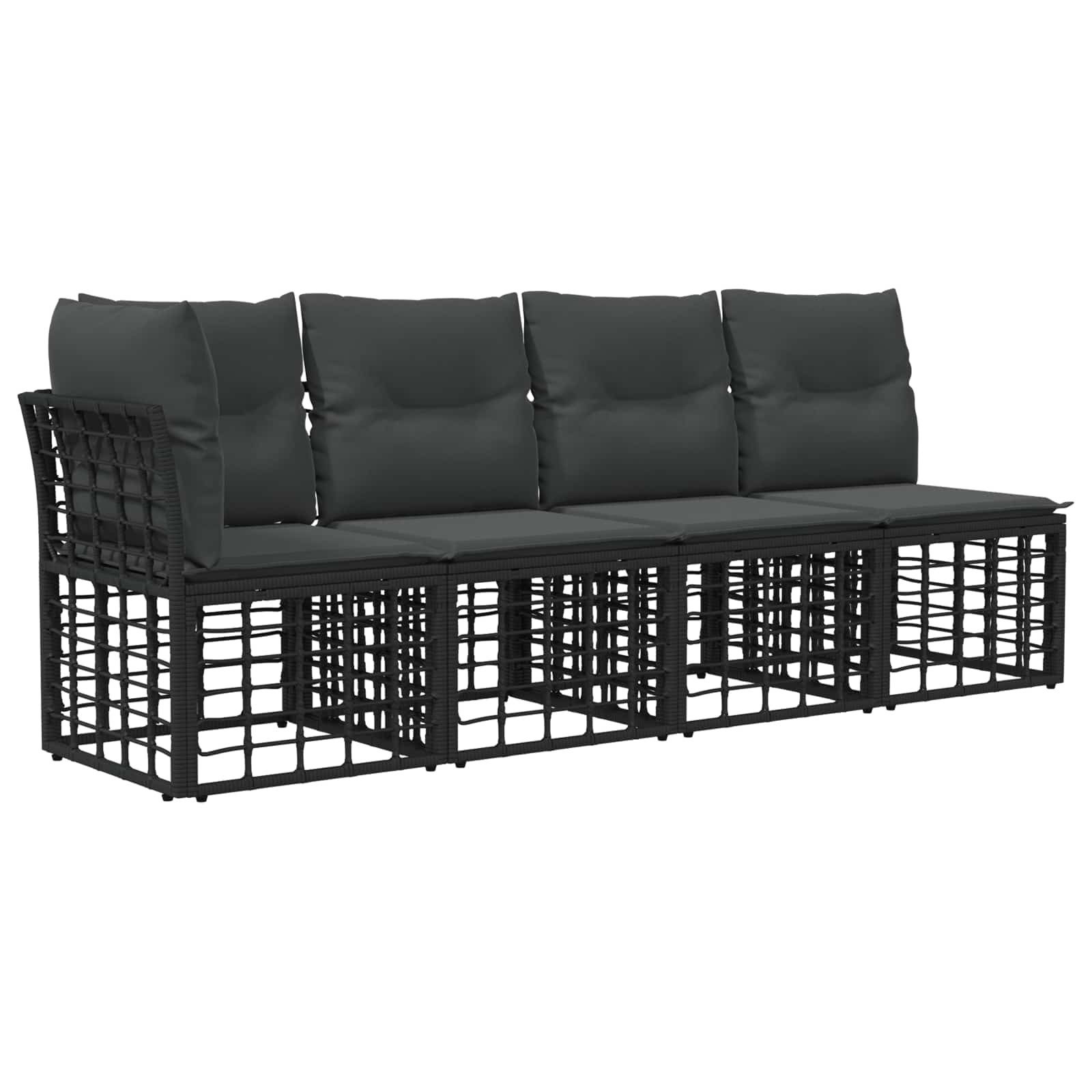 vidaXL Gartenlounge-Set Outdoor-Sofagarnitur mit Kissen 9 pcs Schwarz Polyester, (9-tlg)