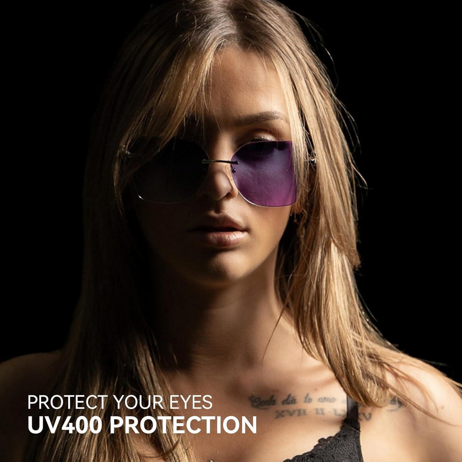 LuxusKollektion Sonnenbrille Sonnenbrille Randlos Damen Übergroß Verlaufsglas UV Schutz Lila