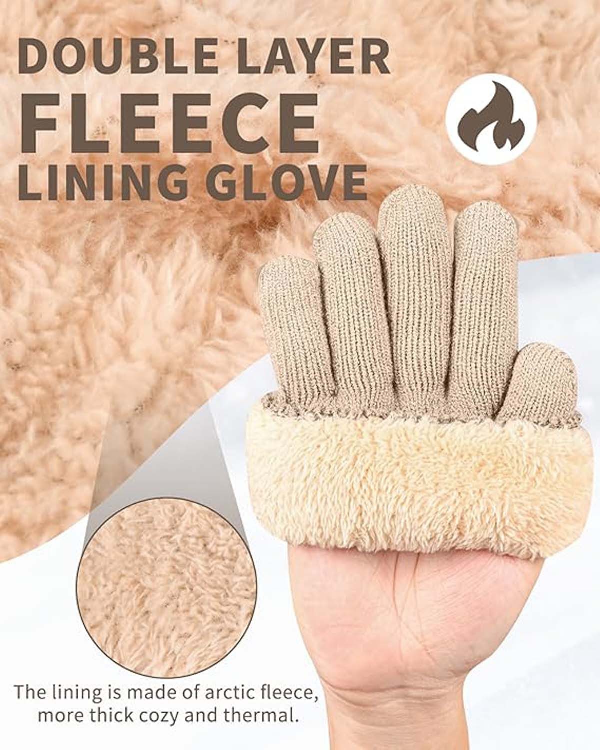 Coonoor Strickhandschuhe Winterhandschuhe mit Fleecefutter, Touchscreen Warme Gedehnt