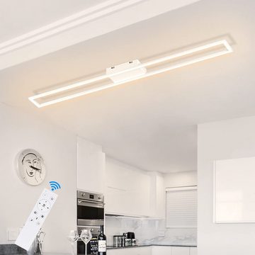 ZMH LED Deckenleuchte 108cm Kristall Rechteckig Modern Dimmbar Deckenlampe 40W, dimmbar, LED fest integriert, warmweiß-kaltweiß, Weiß