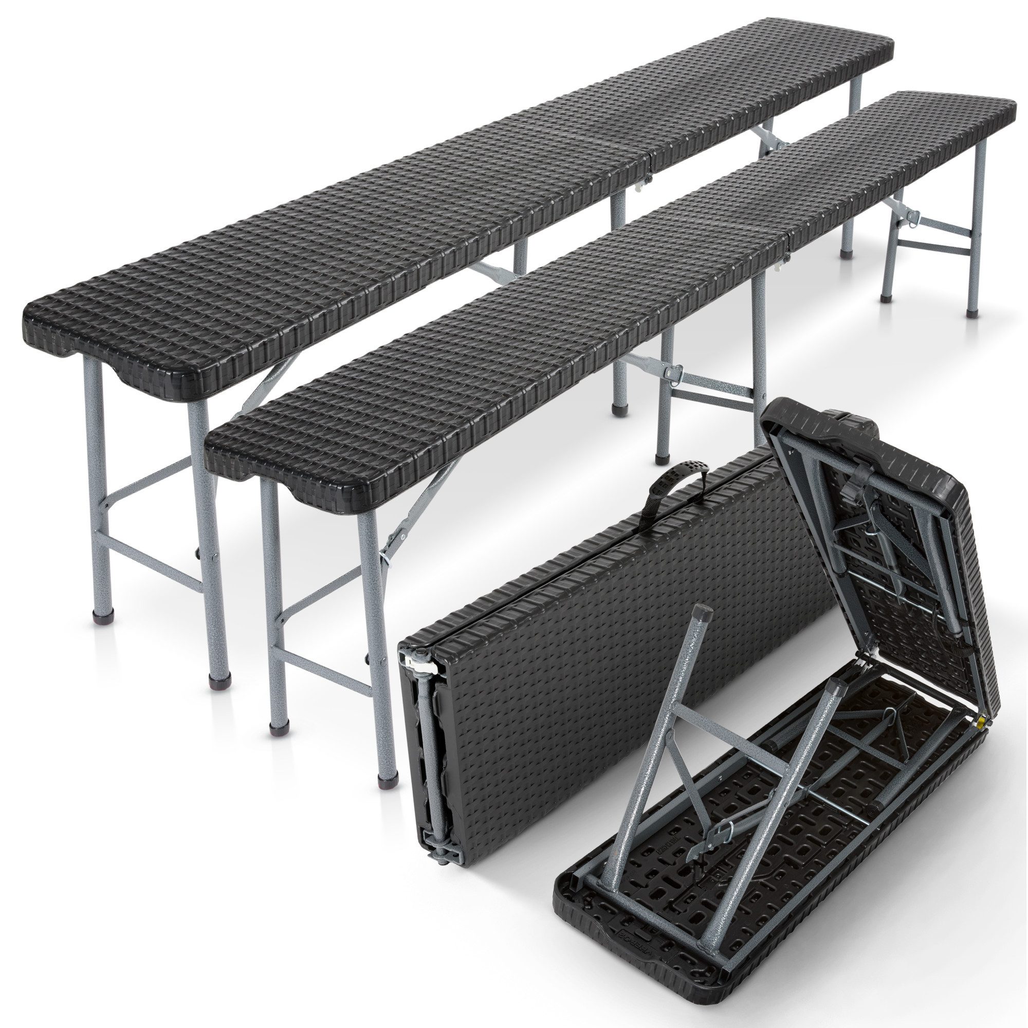 Arebos Bierzeltgarnitur 2x Bierbank Faltbank Klappbar I Tragegriff, 183 x 28 x 43 cm, Tragkraft max. 150 kg (je Bank)