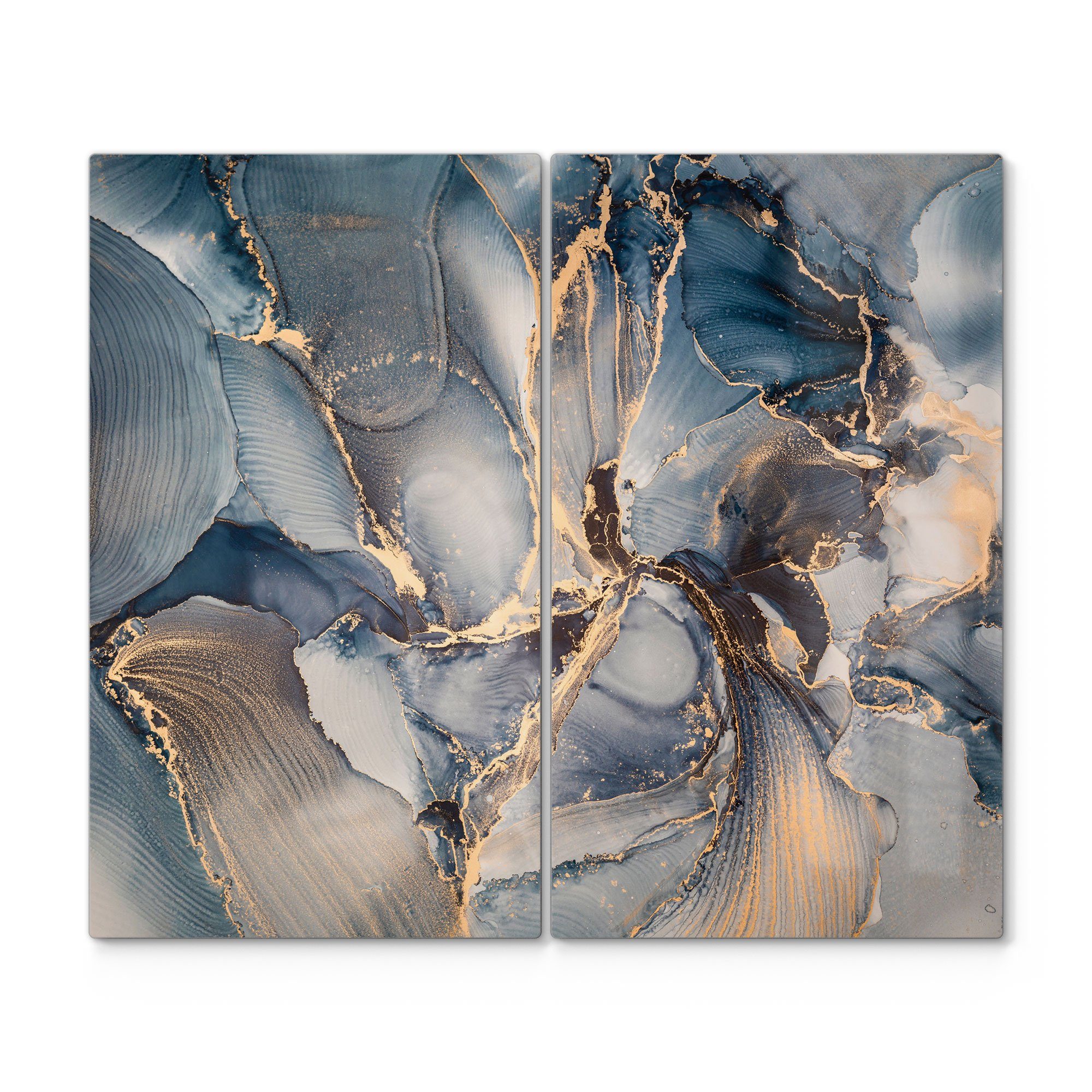 DEQORI Herdblende-/Abdeckplatte Glas Gold', 'Marmor-Farbspiel mit Glas, tlg), Ceranfeld Herdabdeckplatte Herd (2