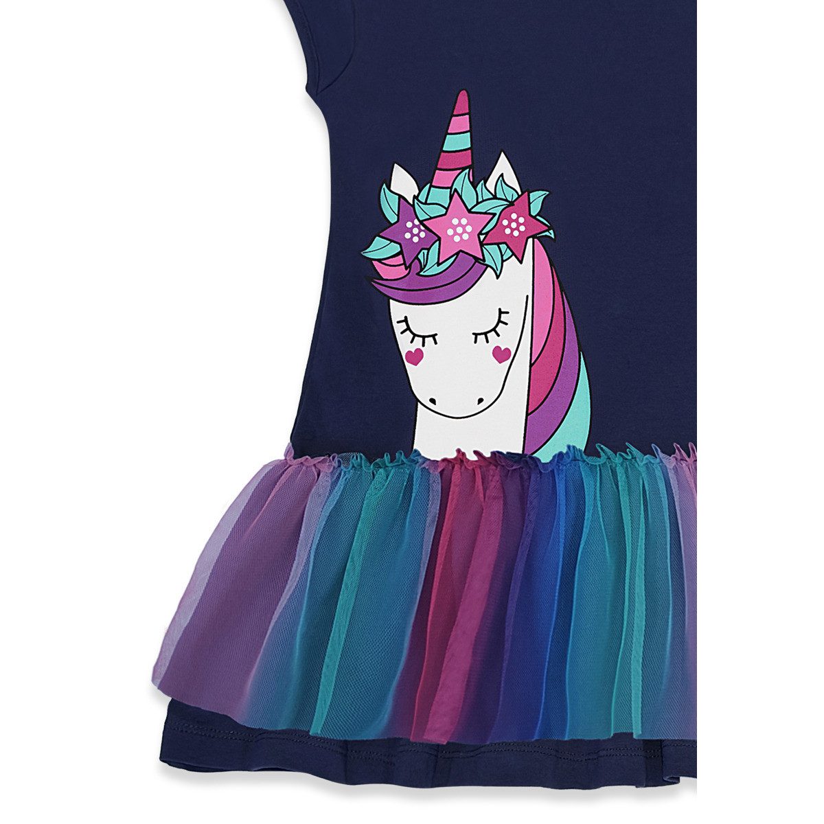 Denokids Midikleid Navy Blue Unicorn Mädchen (1-tlg) Bekleidung, Outfit, Dress, Robe, Midikleid