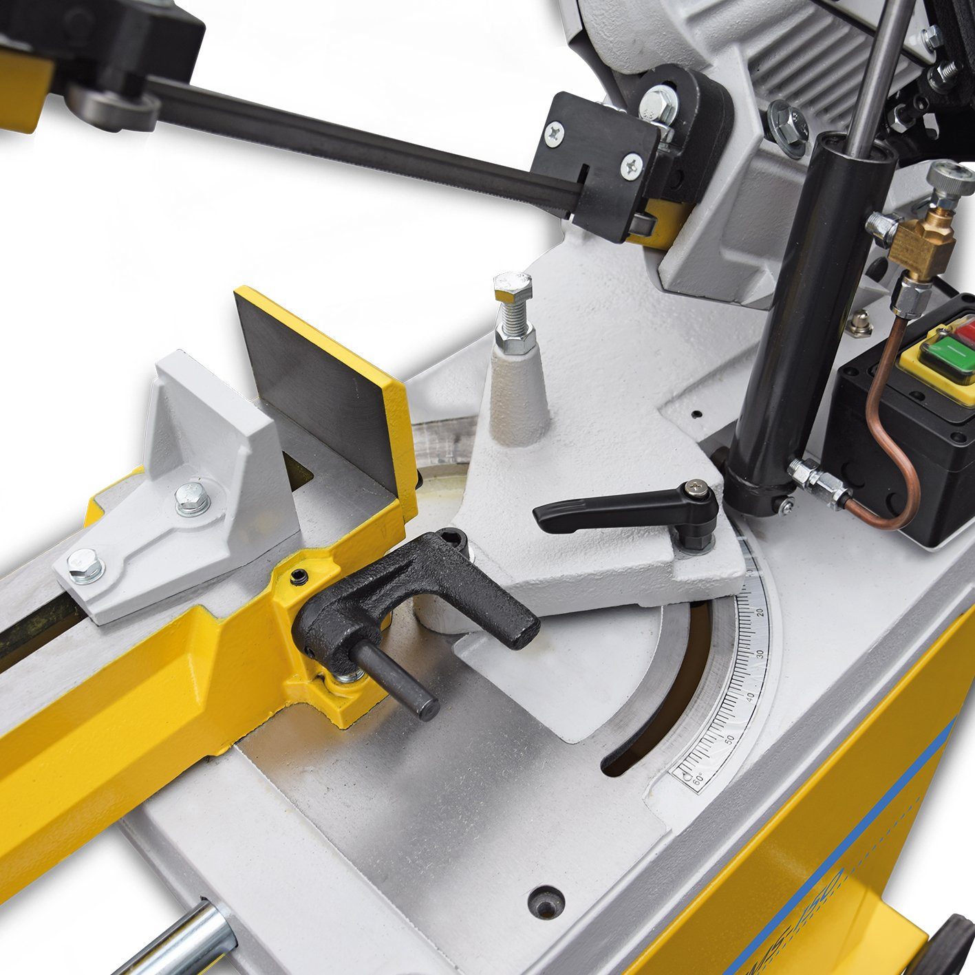 BAMATO Metallbandsäge BMS-150 Metallsäge 400V Bandsäge 128mm Schnittleistung Gehrungssäge, 1-St., 3 Geschwindigkeiten, Fahrwerk, Griff, -45° bis +60° schwenkbar