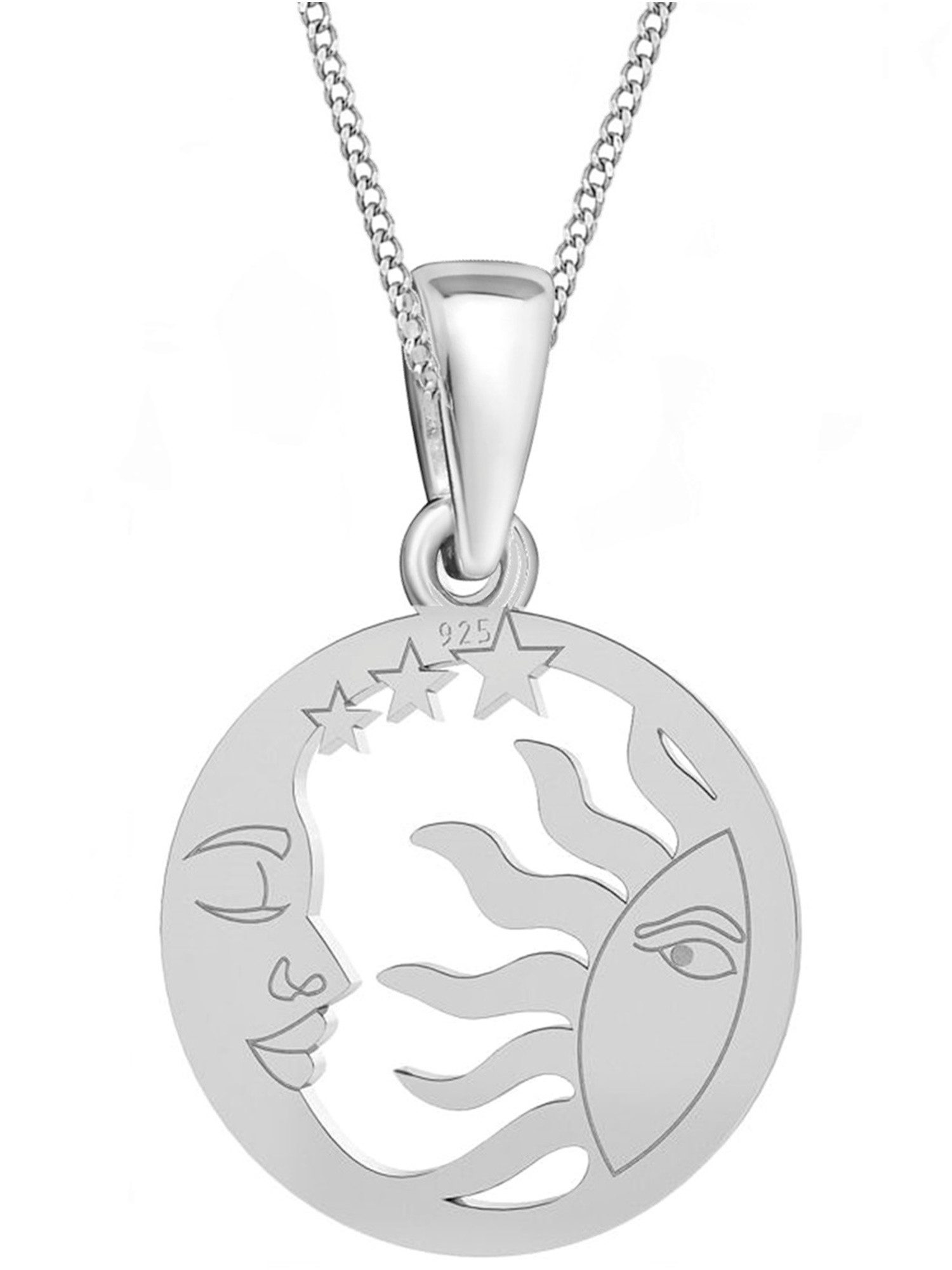 Kette mit Anhänger Sonne Mond Sterne Anhänger mit 38cm Kette 925 Sterling