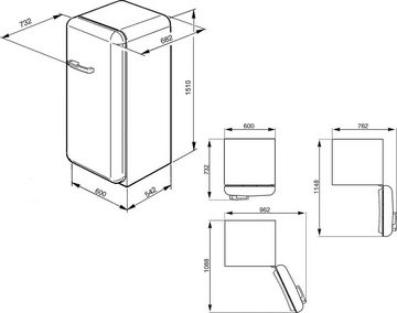 Smeg Kühlschrank FAB28LWH5, 150 cm hoch, 60 cm breit