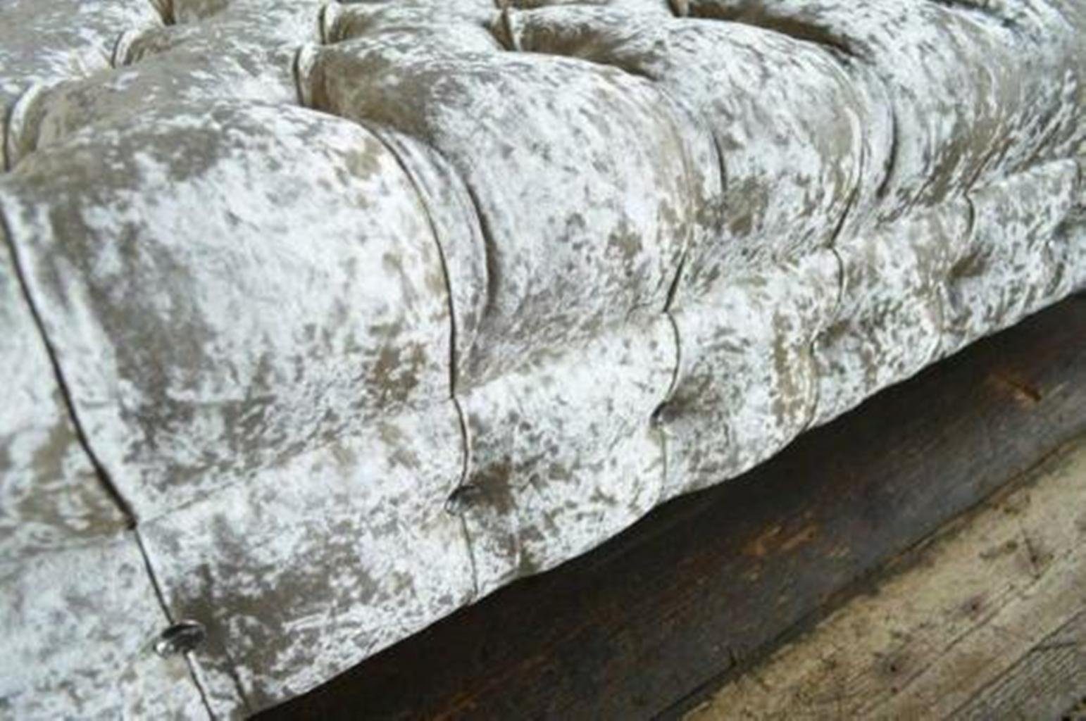Textil Chesterfield-Sofa Silber Dreisitzer Couch Möbel Neu, JVmoebel Made in Chesterfield Europe Luxus