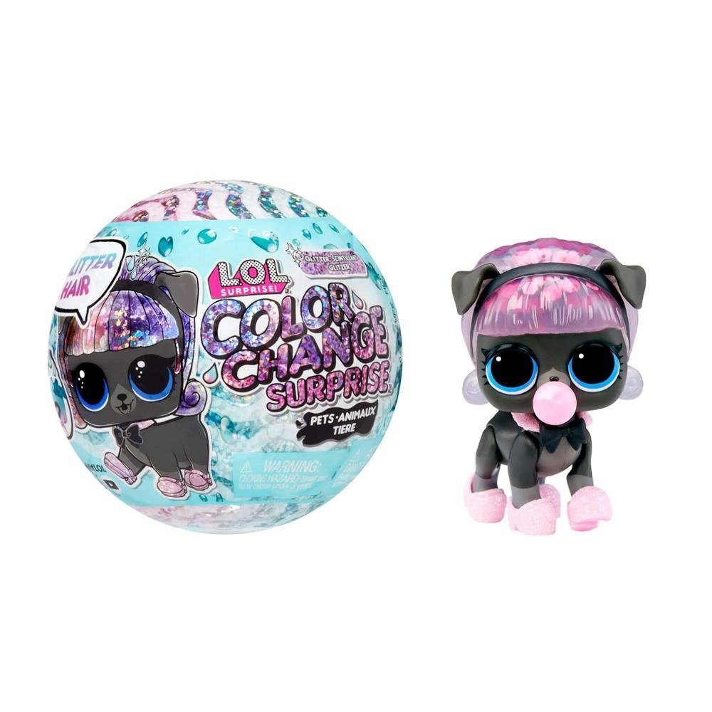 MGA ENTERTAINMENT L.O.L. SURPRISE! Sammelfigur Glitter Color Change Haustier, 1 Stück zufällig, mit 5 Überraschungen