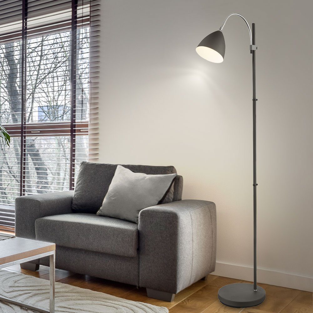 GLOBO LIGHTING LED Stehlampe, Leuchtmittel inklusive, Warmweiß, LED Stehleuchte Metall anthrazit beweglich Höhenverstellbar Stehlampe