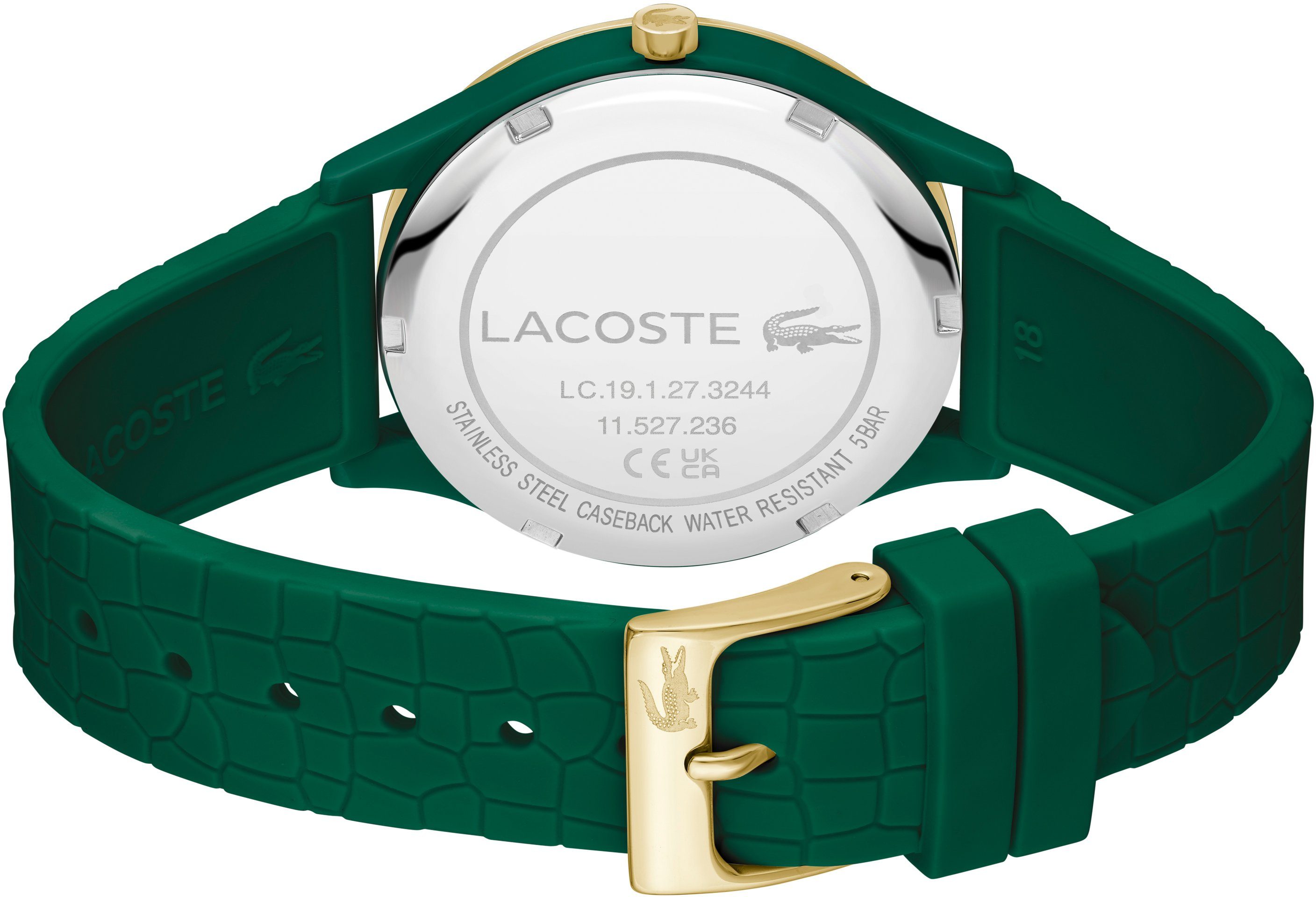 Lacoste Quarzuhr CROCODELLE 2001247, Armbanduhr, Damenuhr, Mineralglas, analog, Silikonarmband