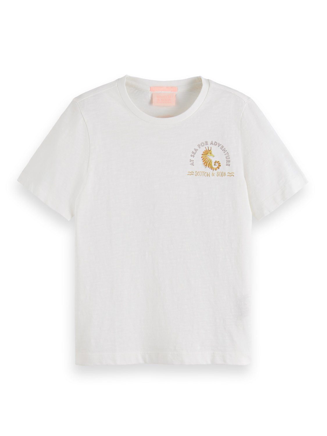 Scotch & Soda T-Shirt SCOTCH & SODA T-Shirt Offwhite mit Seepferdchenmotiv und Rückenprint