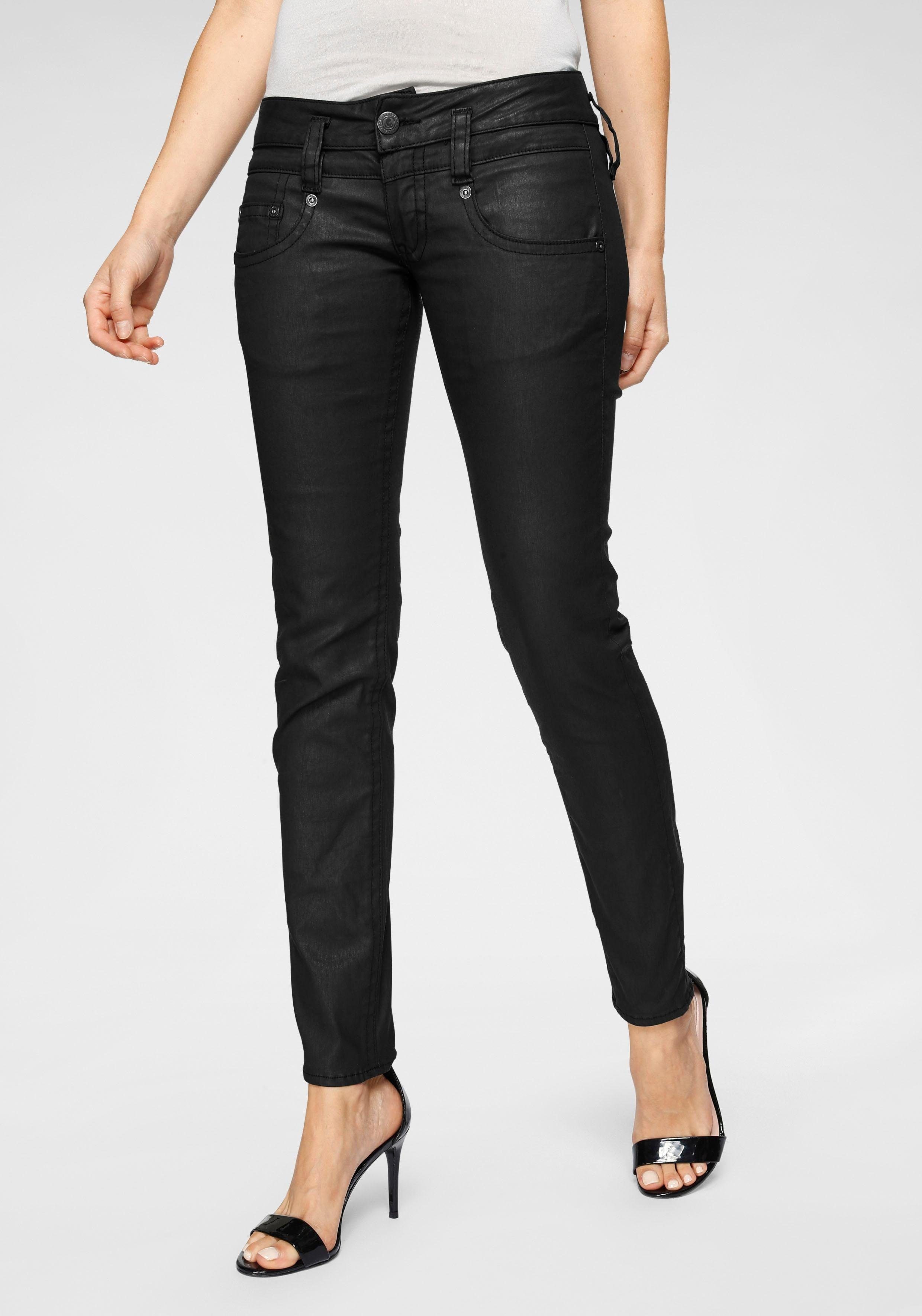 Herrlicher Slim-fit-Jeans PITCH SLIM in Leder-Optik